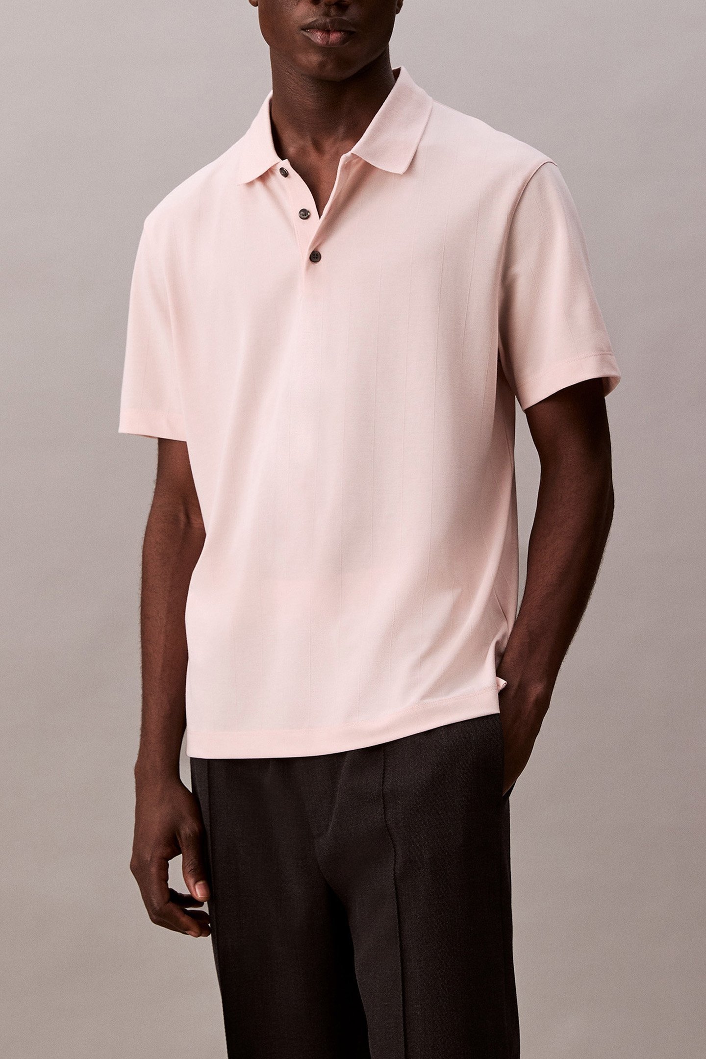 SS STRIPE STRECH JAQUARD POLO SILVER PEONY 1