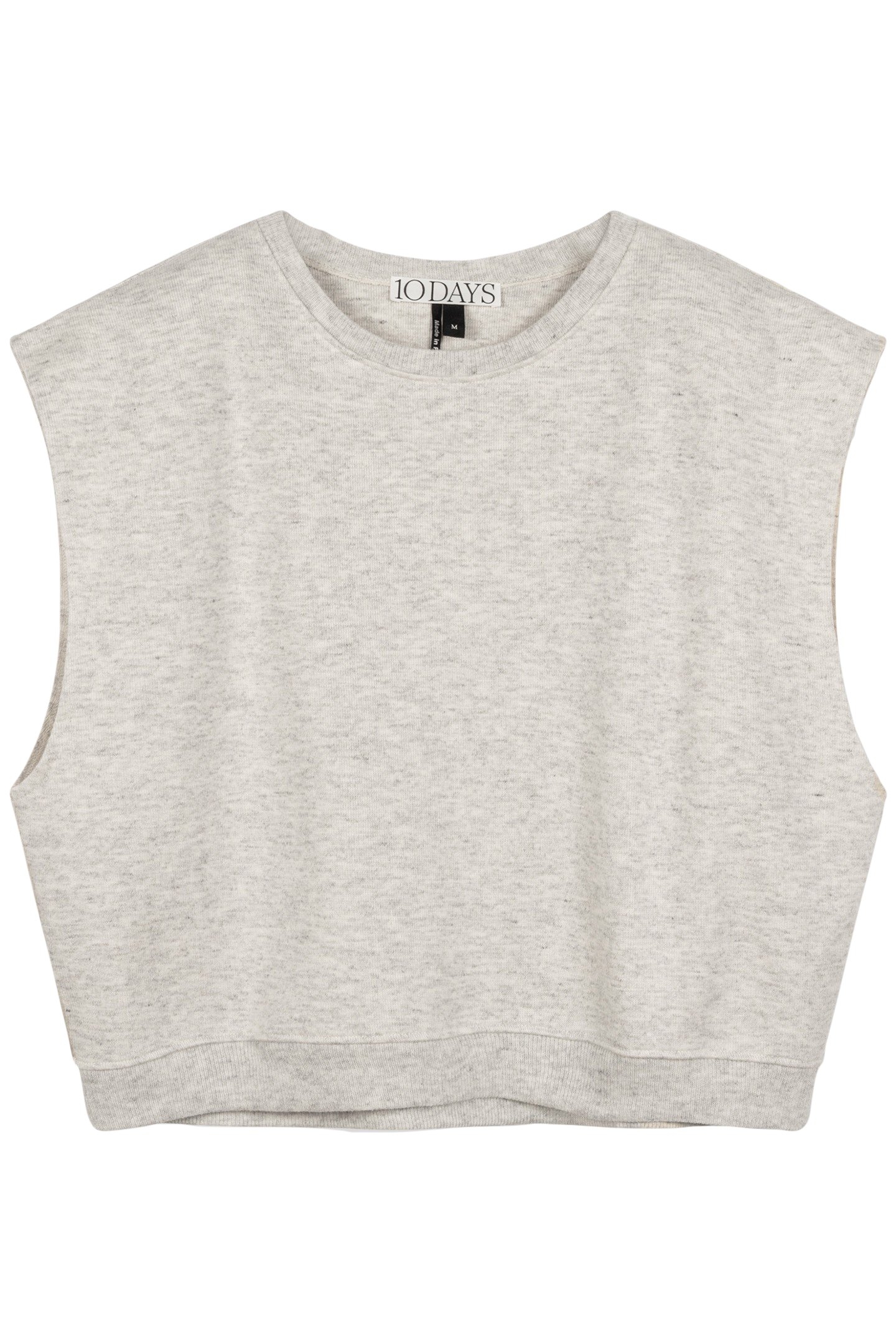 PADDED SHOULDER KNIT TOP WHITE GREY MELEE 4