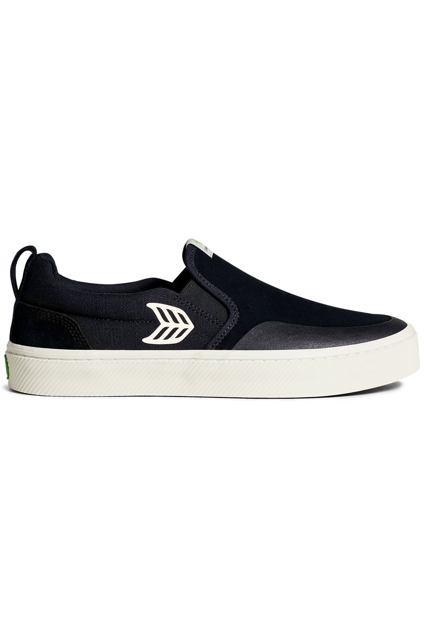 SLIP-ON PRO BLACK SUEDE AND CANVAS IVORY LOGO SNEAKER 1