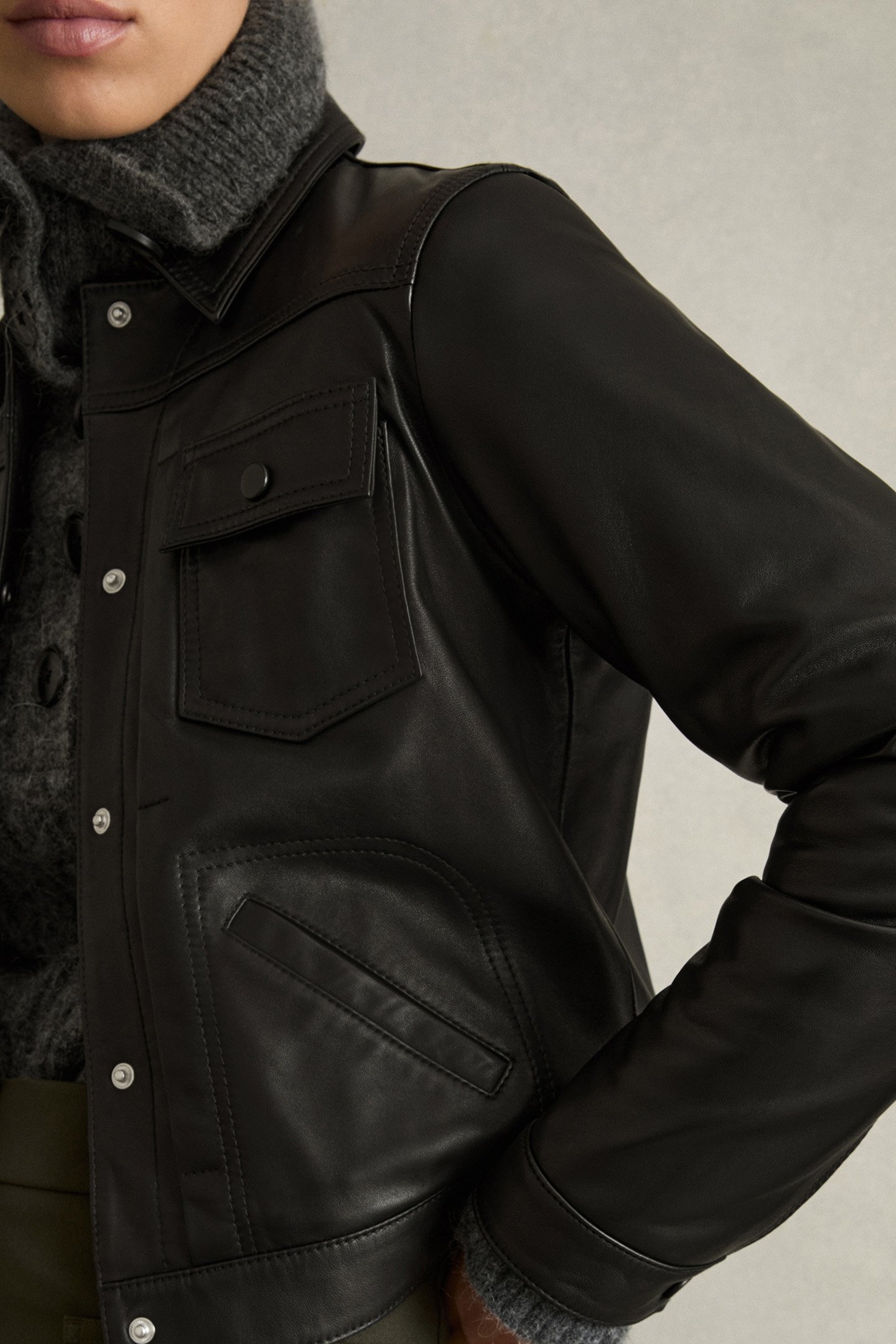 ELY LEATHER TRUCKER BLACK 5