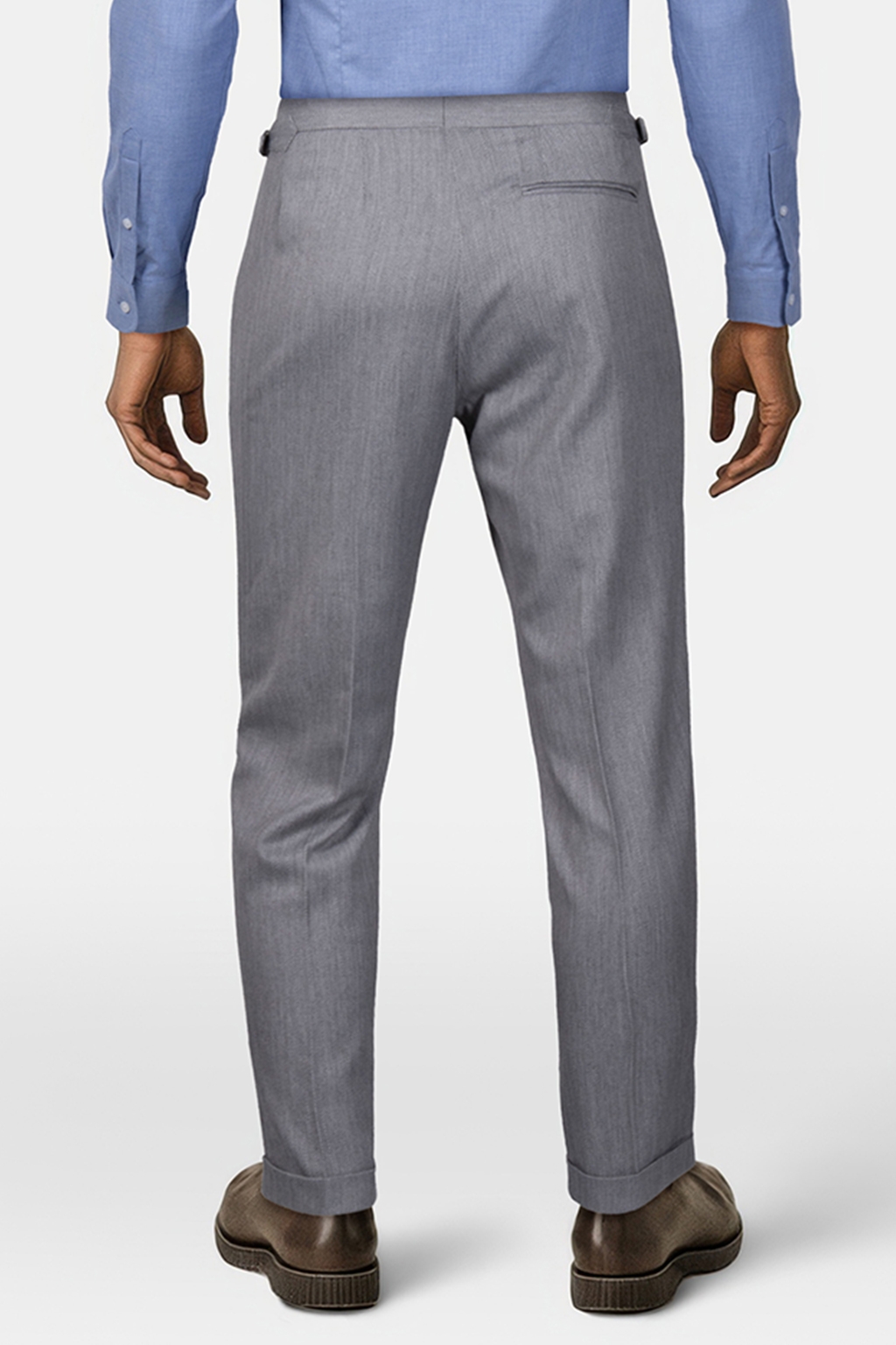 HARVEY WAIST BUCKLE TROUSERS PALE GREY - OUTLET PRICE 2