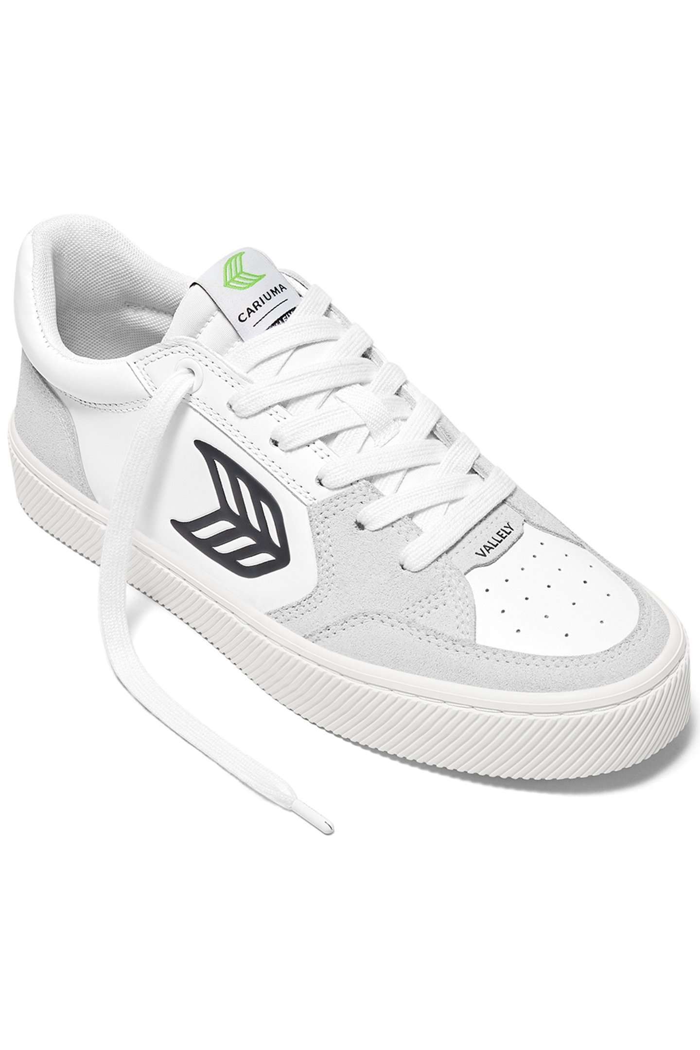 VALLELY WHITE LEATHER SMOKE WHITE SUEDE BLACK LOGO SNEAKER 2