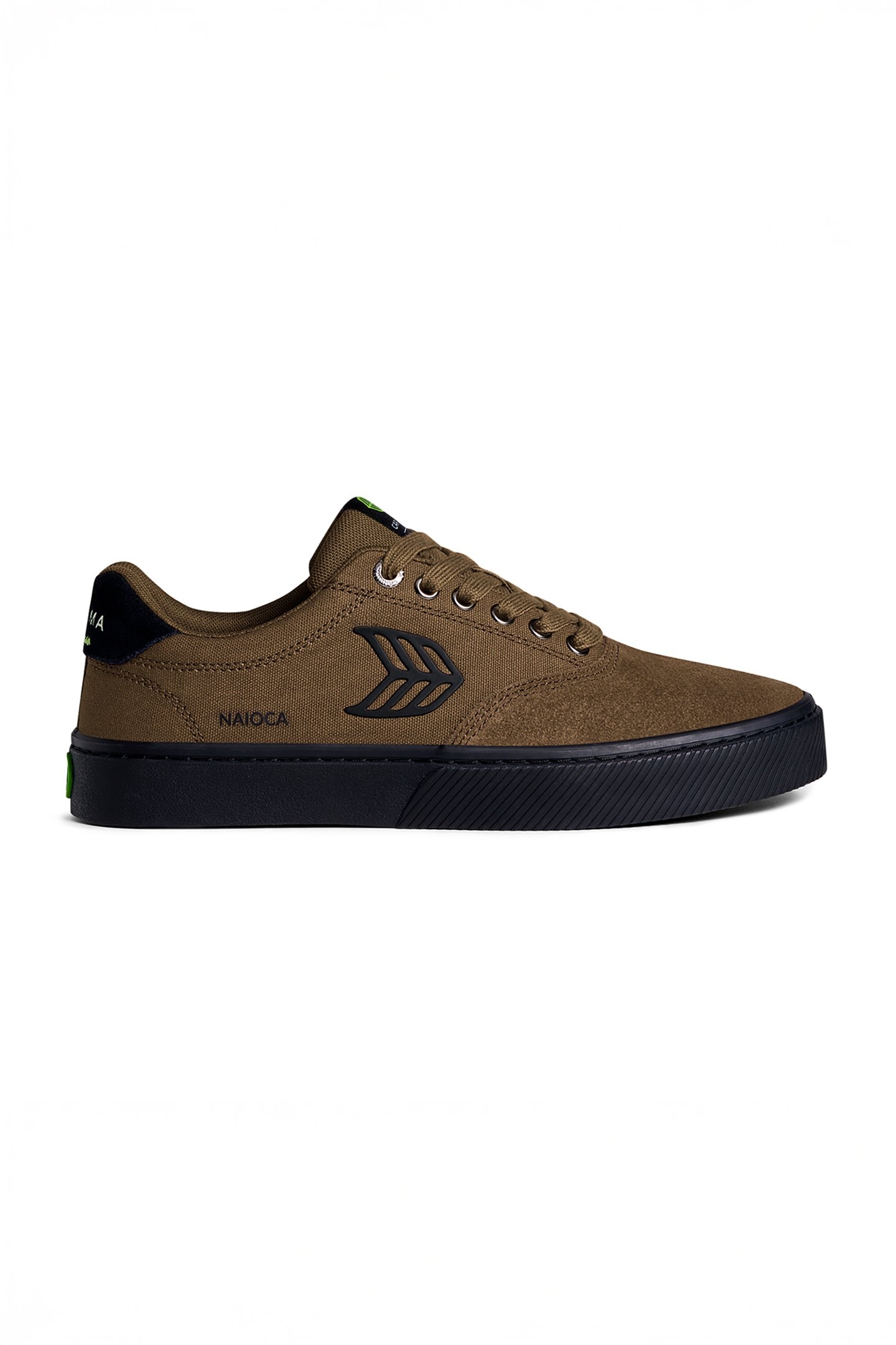 NAIOCA PRO BLACK SUEDE DARK KHAKI CANVAS BLACK LOGO SNEAKER 1