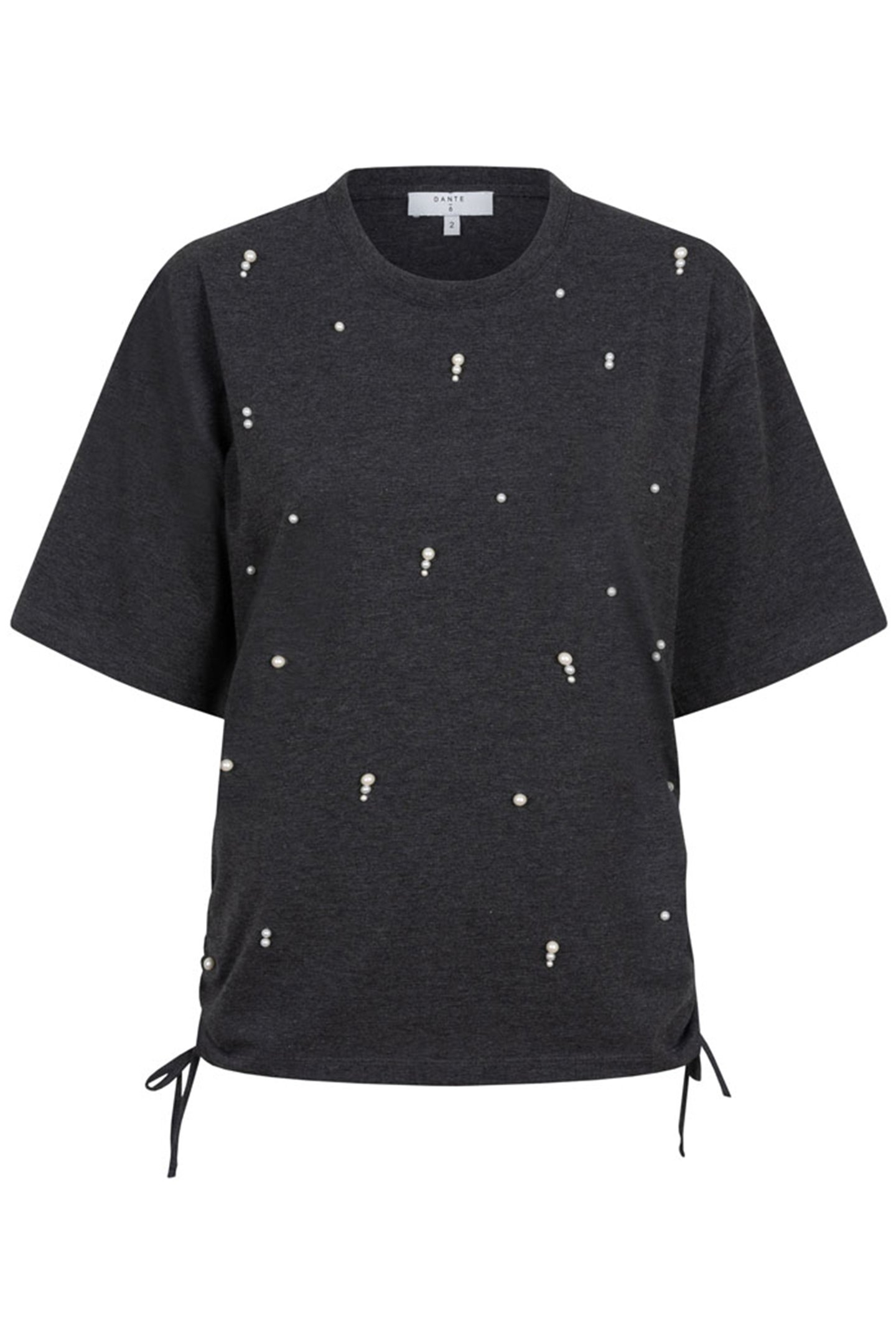 LUXOR PEARL EMBELLISHED TEE DARK HEATHER GREY 4