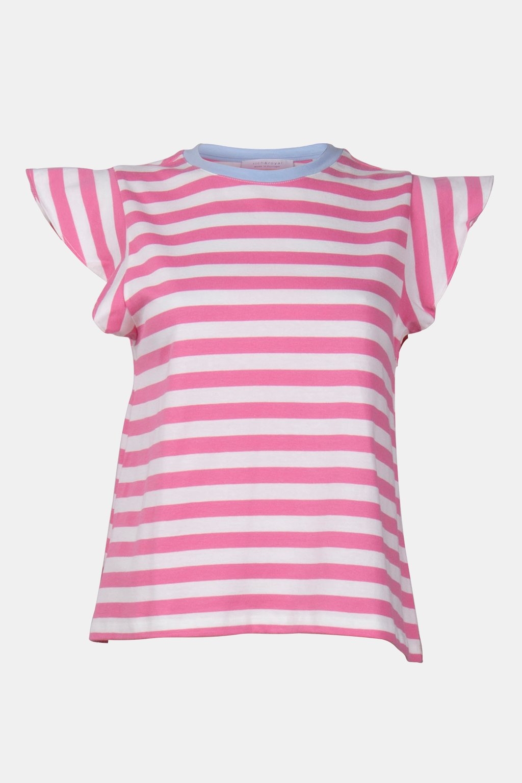 STRIPED T-SHIRT WITH RUFFLES ORGANIC SORBET PINK 3