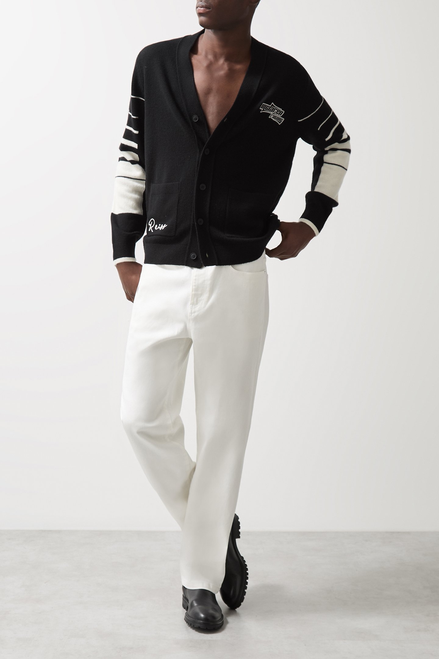 BLARE LS MCLAREN RACING EMBROIDERED VARSITY CARDIGAN BLACK 1