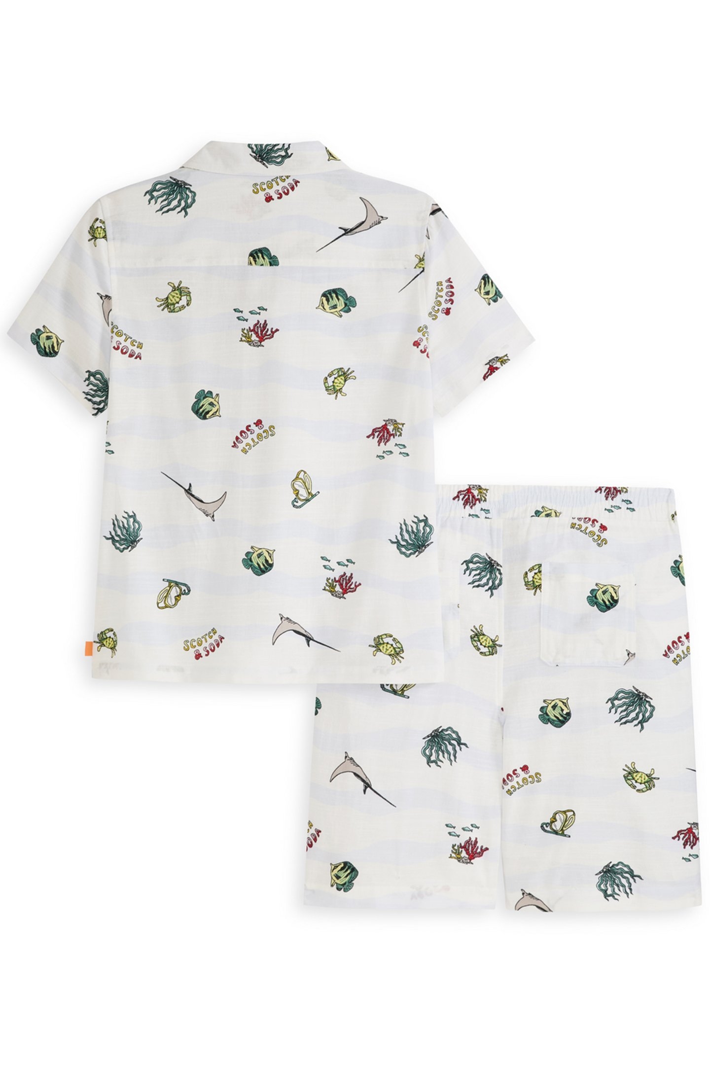 BIG BOYS 2PC PRINTED WOVEN BUTTON UP SHIRT & SHORT SET WHITE 2