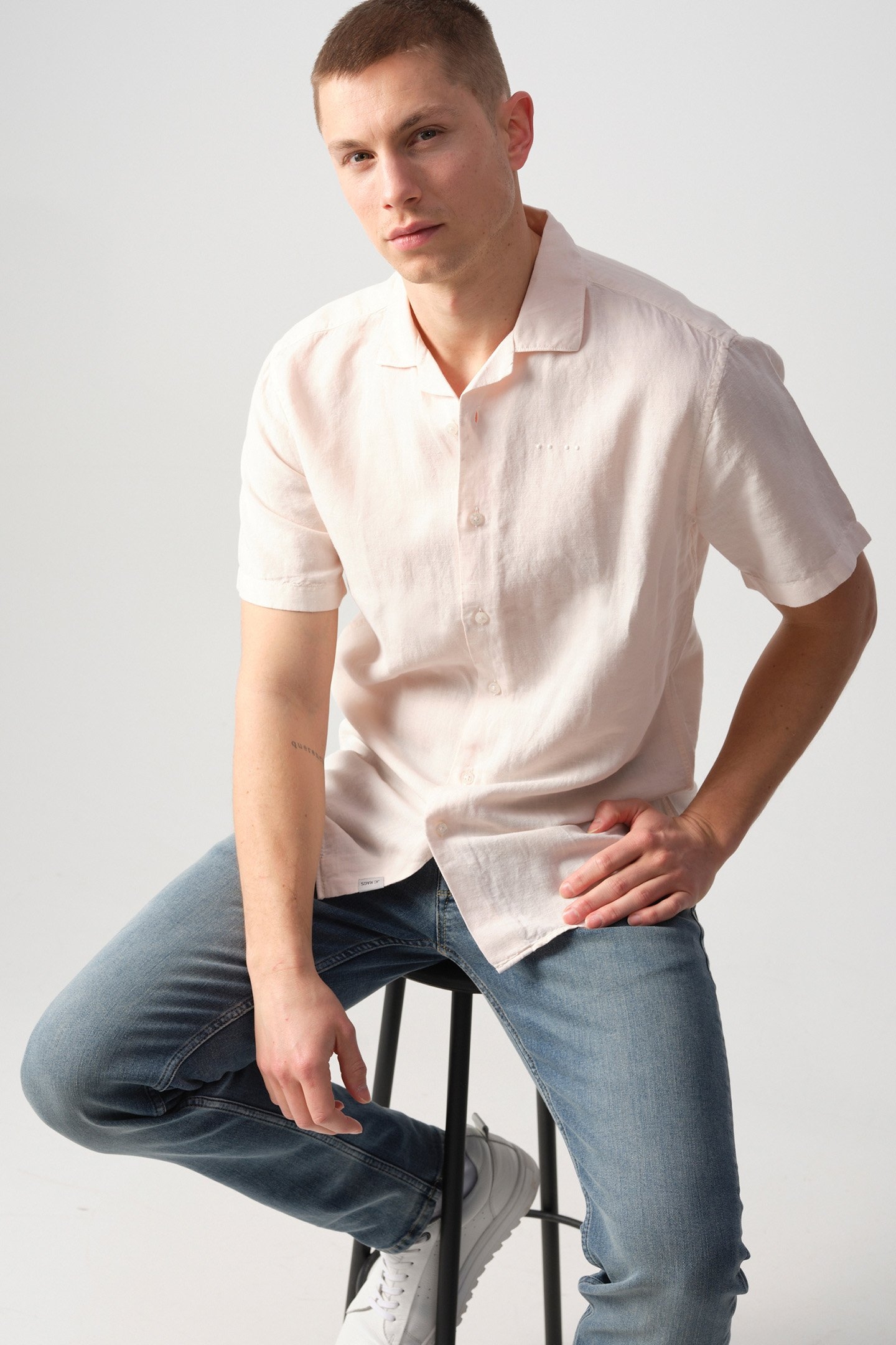 ELVIS CASUAL OVERHEMD KM PINK SALT 4