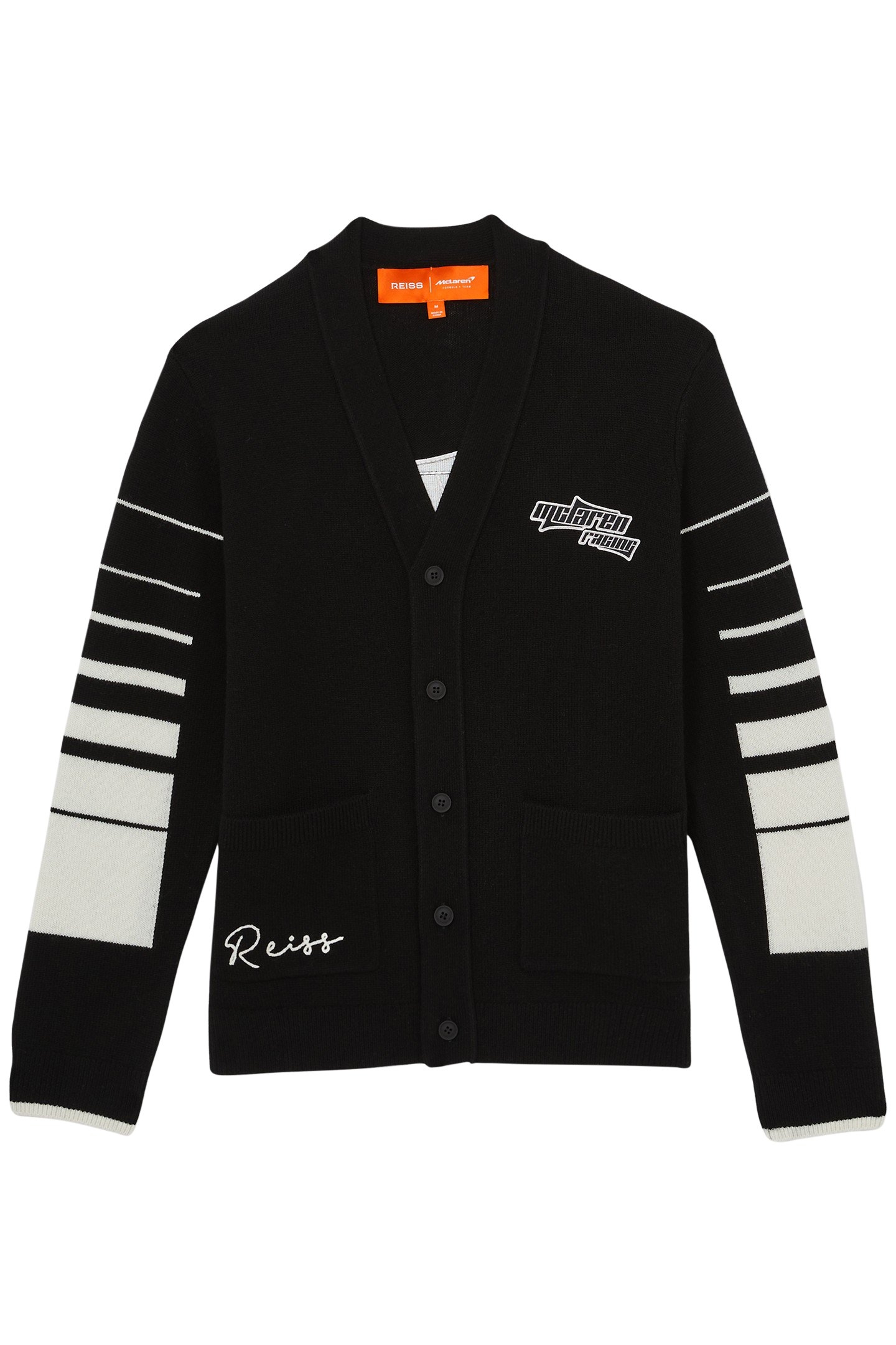 BLARE LS MCLAREN RACING EMBROIDERED VARSITY CARDIGAN BLACK 3