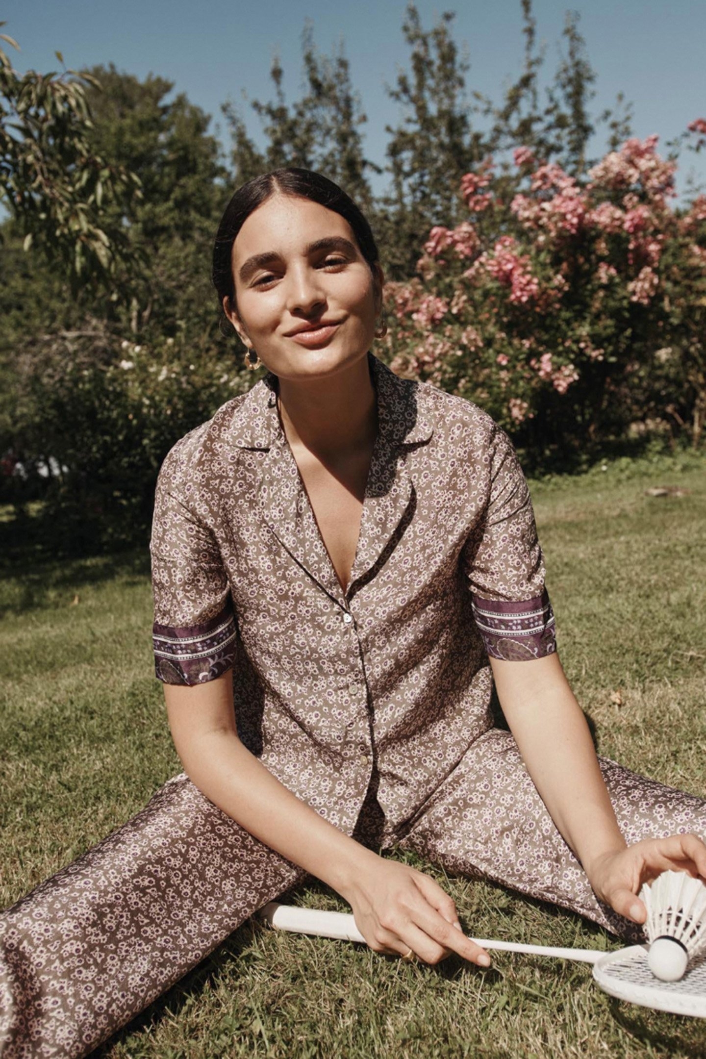 PAJAMAS TOP LOULOU KHAKI FREESIA DREAMS 3