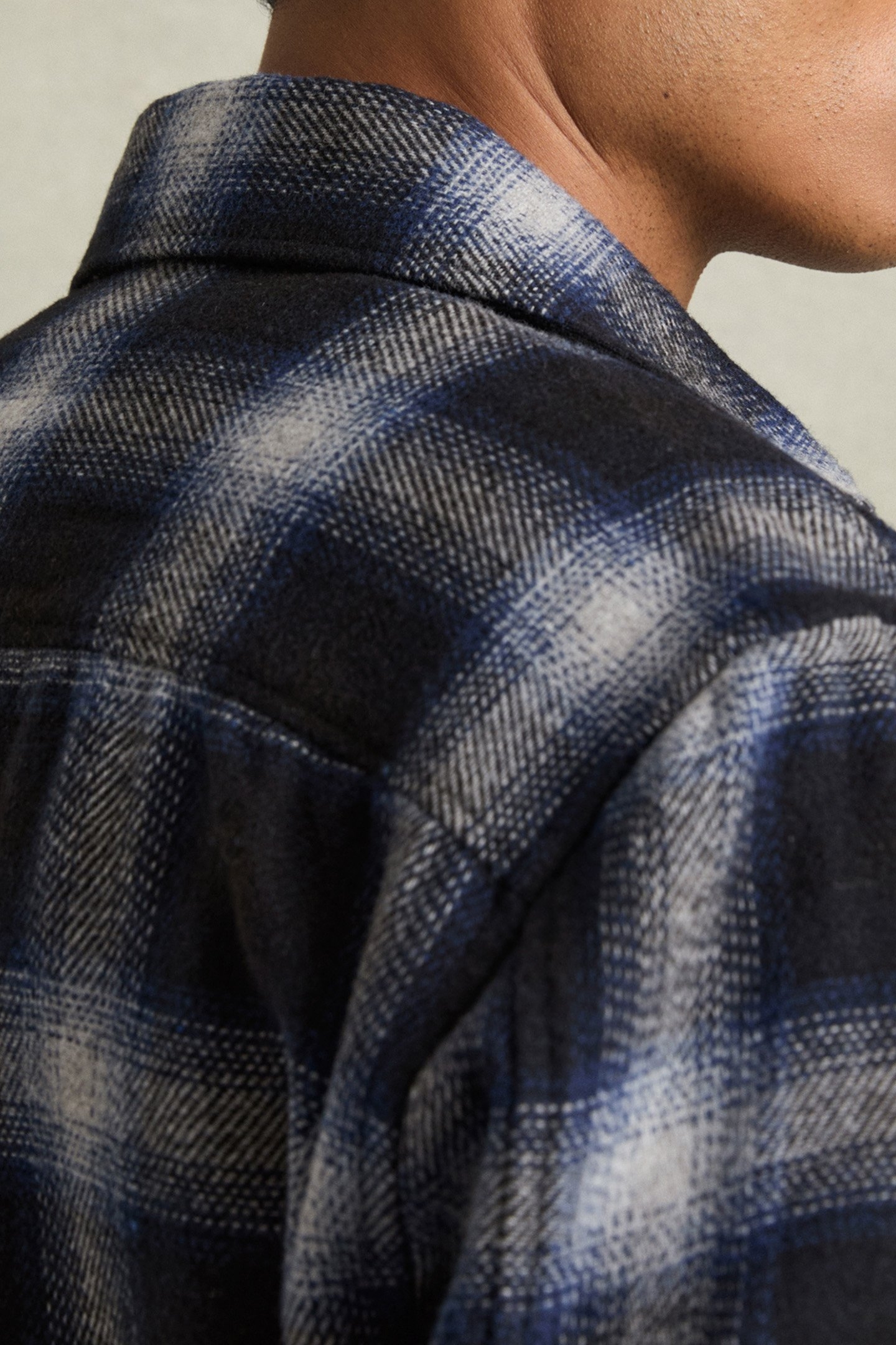 CROSBY LS WOOL CHECK PATCH POCKET OVERSHIRT NAVY MULTI 6