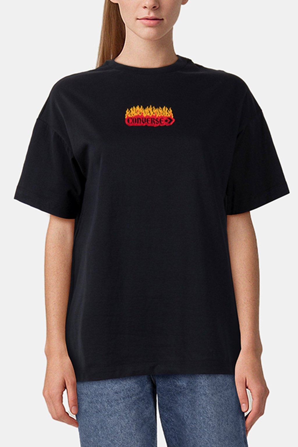 FLAMING LOGO OVERSIZED T-SHIRT CONVERSE BLACK 1