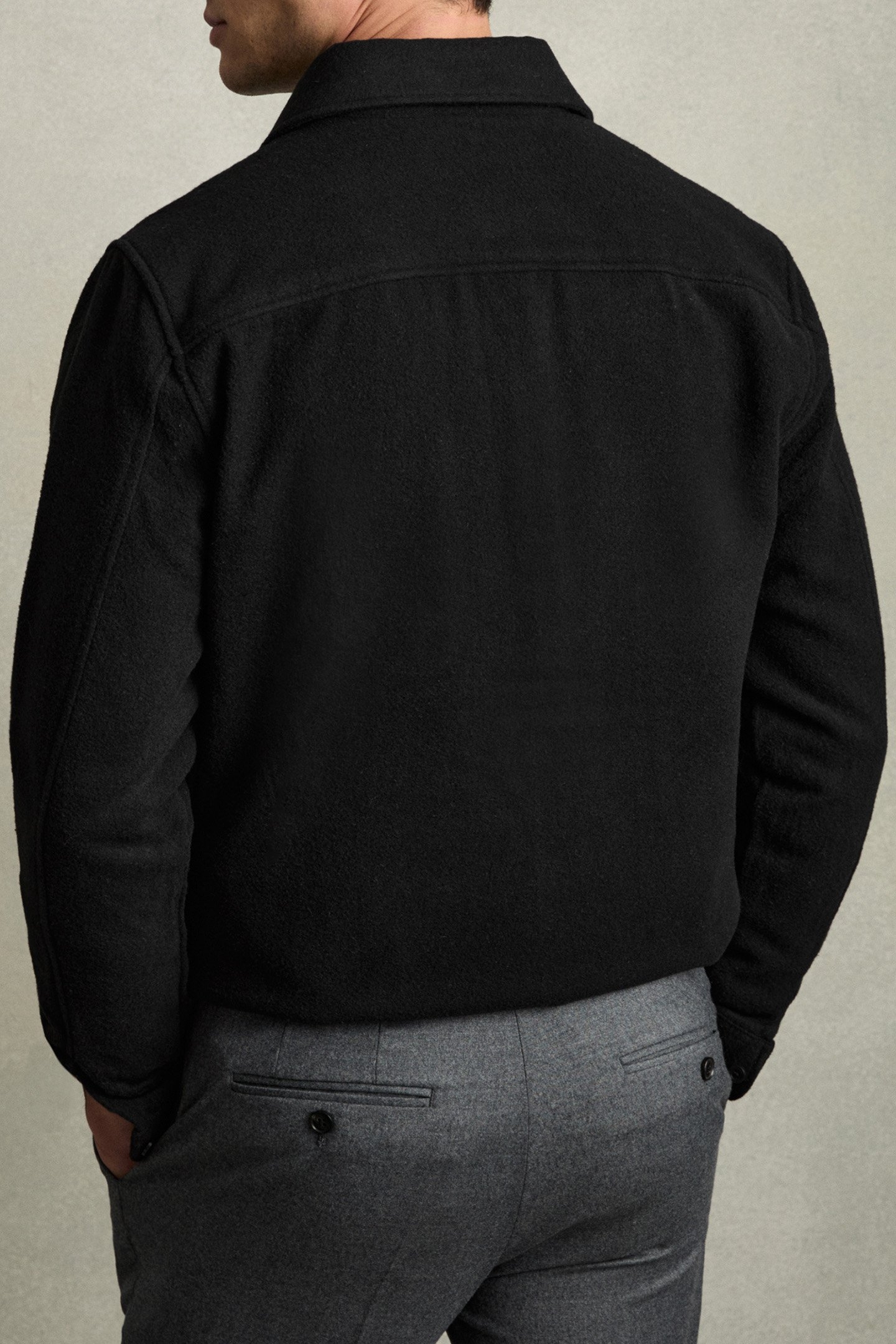 DEMARI LS TWIN POCKET WOOL OVERSHIRT BLACK 2