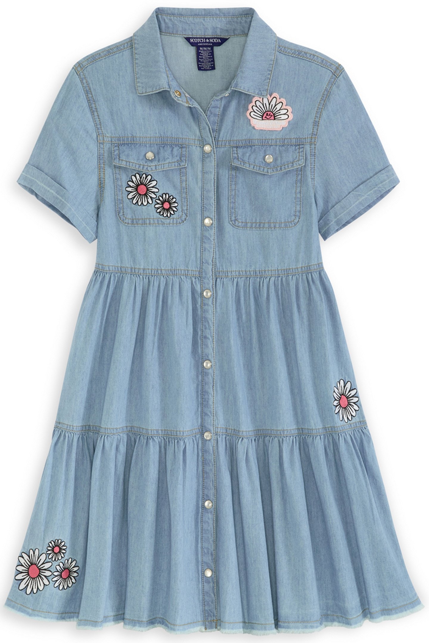 GIRLS LIGHTWEIGHT DENIM SS DRESS COASTAL BLUE 1