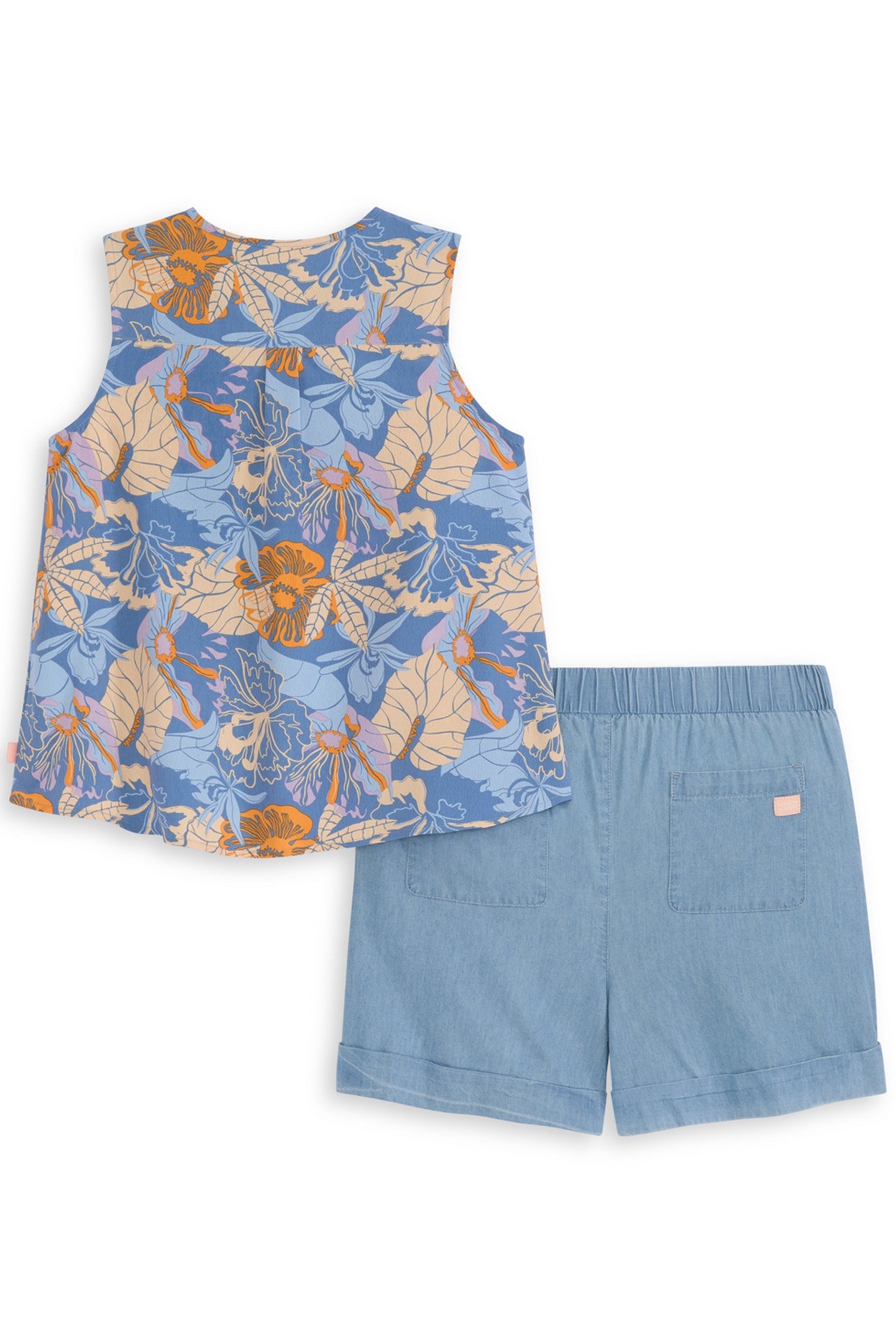 S&S GIRLS 2PC TOP & DENIM SHORT SET BLUE/GREY 2