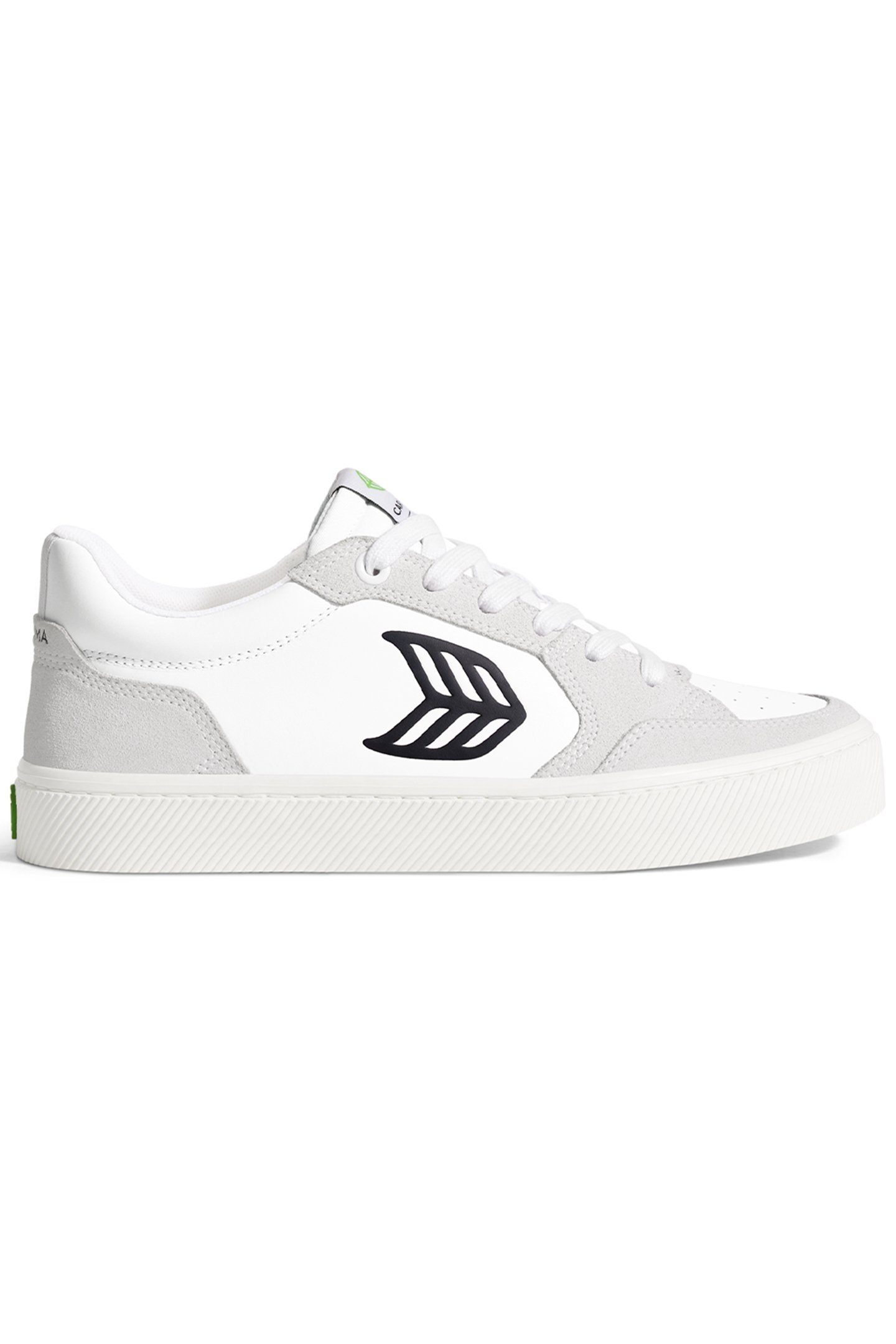 VALLELY WHITE LEATHER SMOKE WHITE SUEDE BLACK LOGO SNEAKER 1