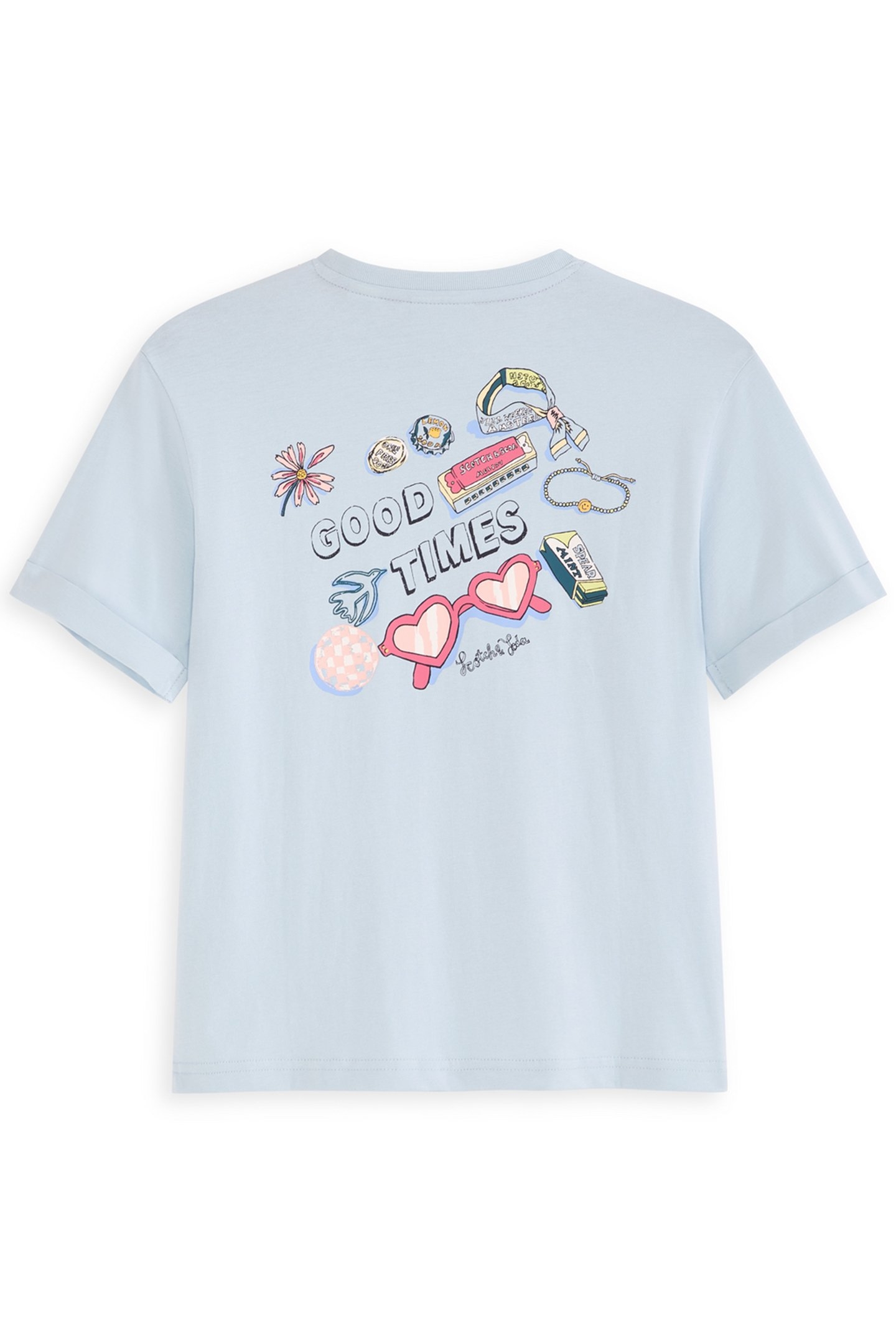 GIRLS CTTN JERSEY SS TOP LT BLUE/PASTEL 2