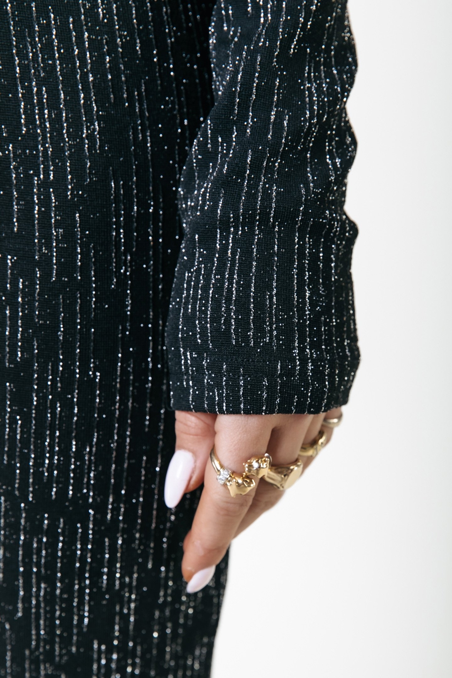 FAY LUREX STRIPE FAKE WRAP TOP METALLIC SILVER 3