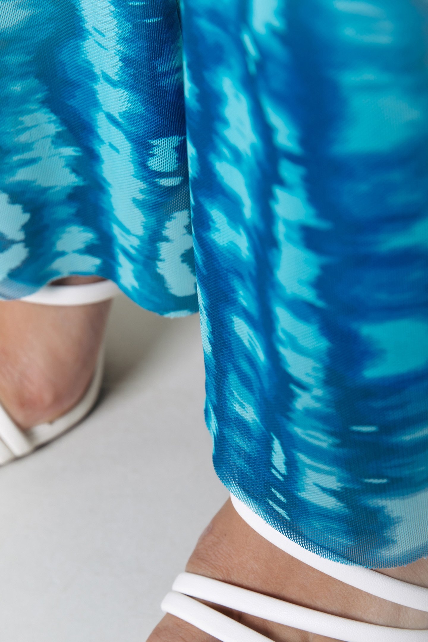 TIE DYE MESH EXTRA FLARE PANTS LIGHT TURQUOISE 3