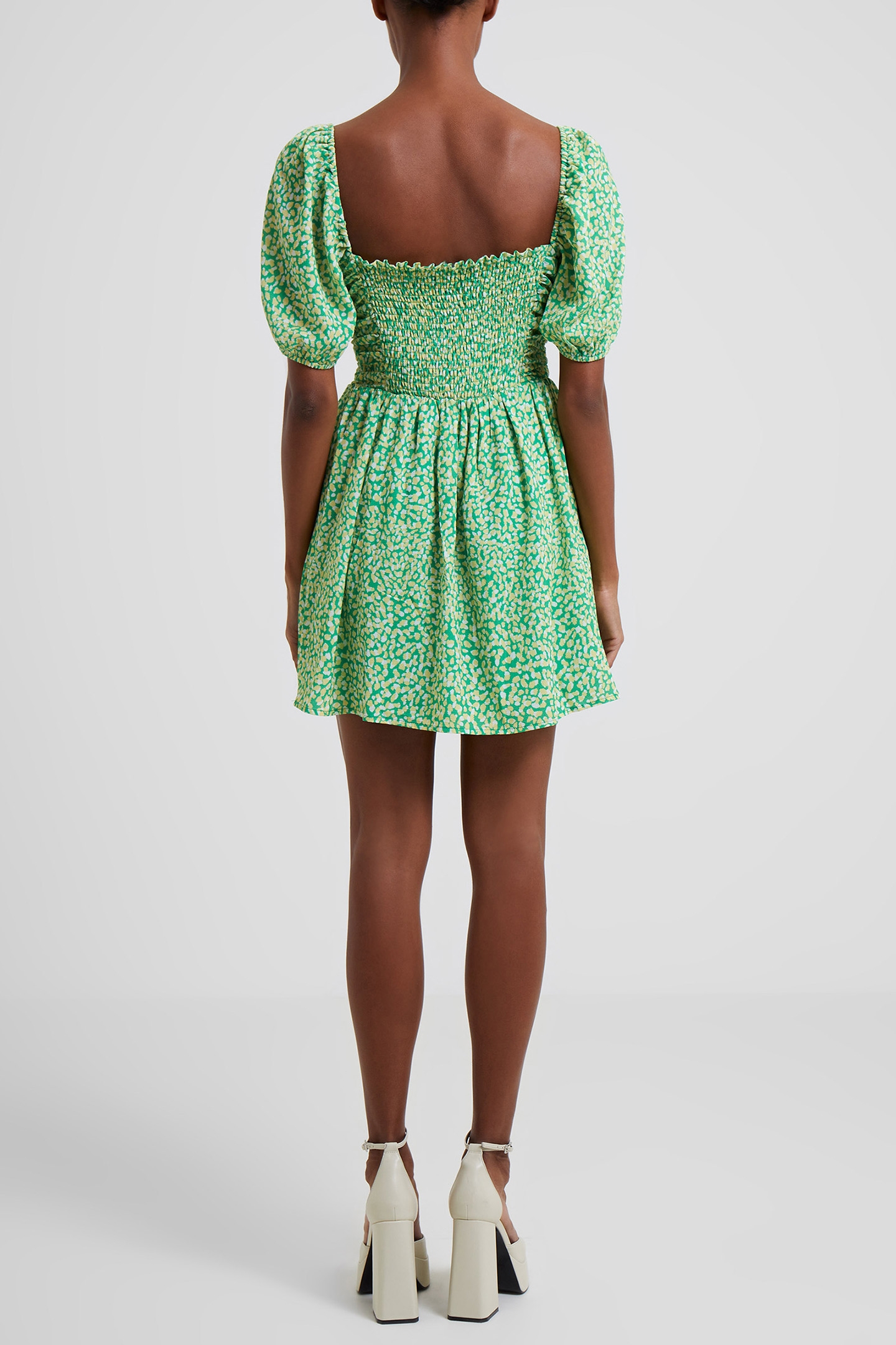 CADIE VERONA SQ NK UK LEN DRES POISE GREEN 3