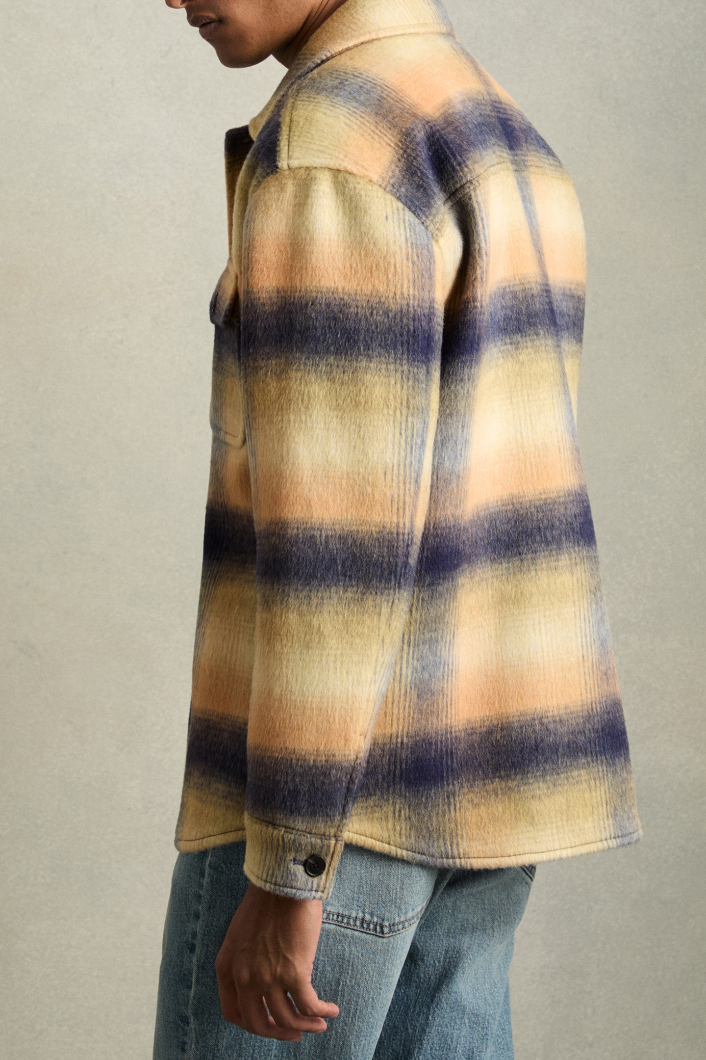 KINKADE LS BRUSHED WOOL CHECK OVERHIRT AMBER ORANGE 4