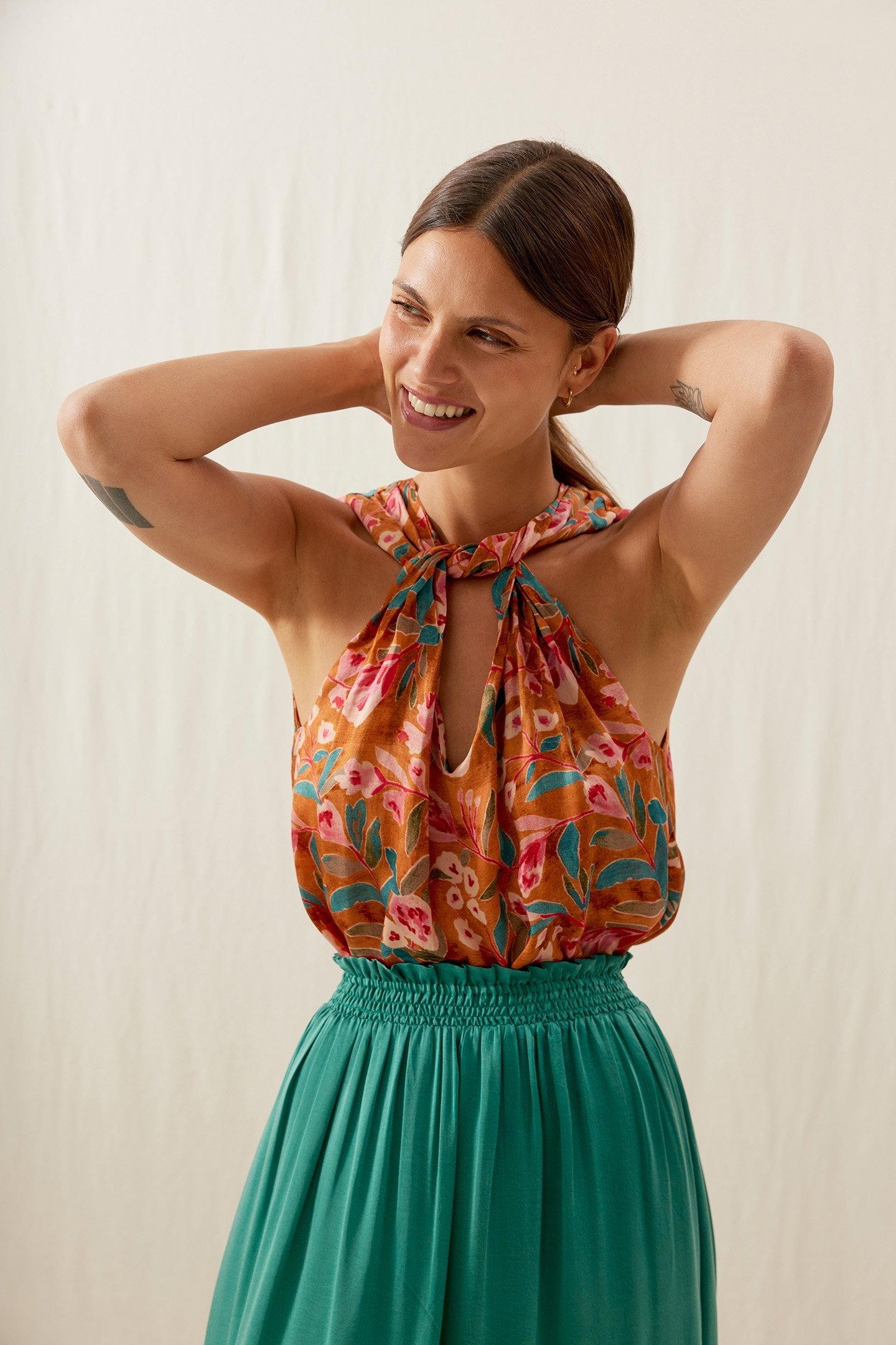 BLOUSE NIHA CINNAMON POPPY BLOOM 1