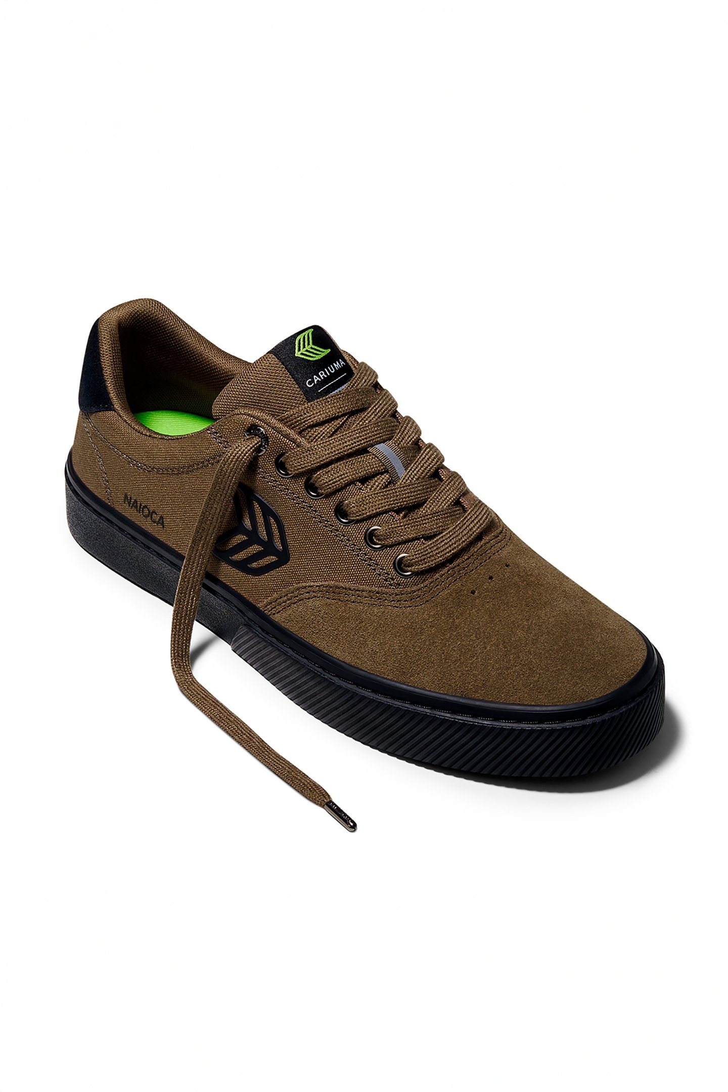 NAIOCA PRO BLACK SUEDE DARK KHAKI CANVAS BLACK LOGO SNEAKER 2