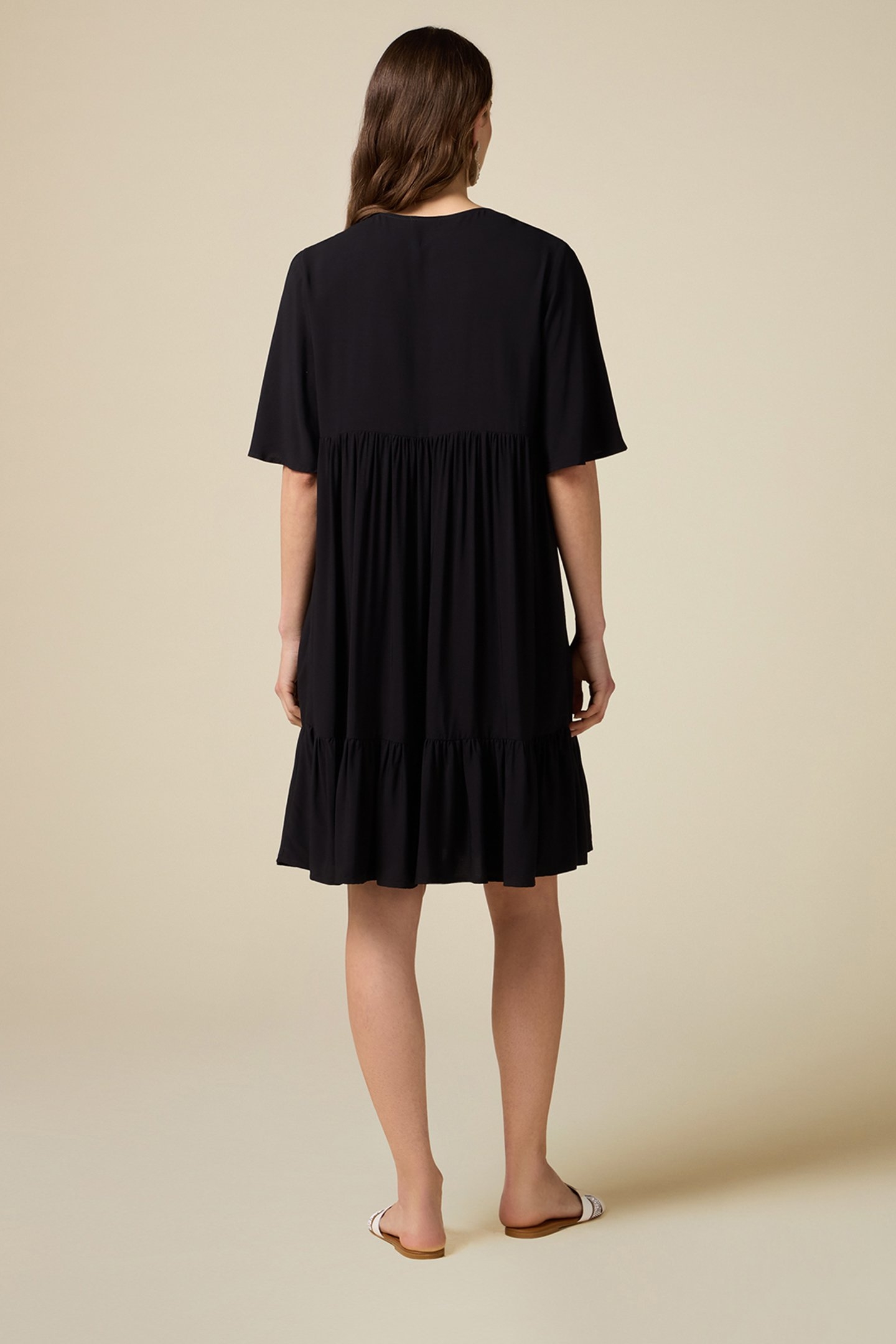 FLARED DRESS WITH TWO-COLOUR TRIM BLACK 2