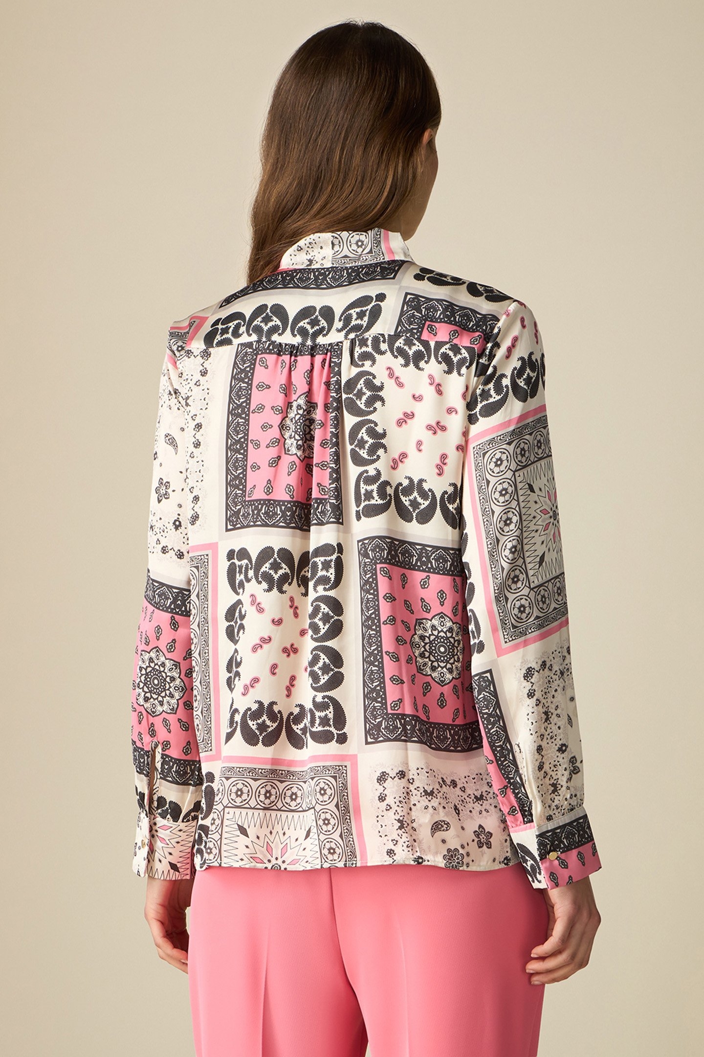 PATTERNED SATIN BLOUSE WHITE 2