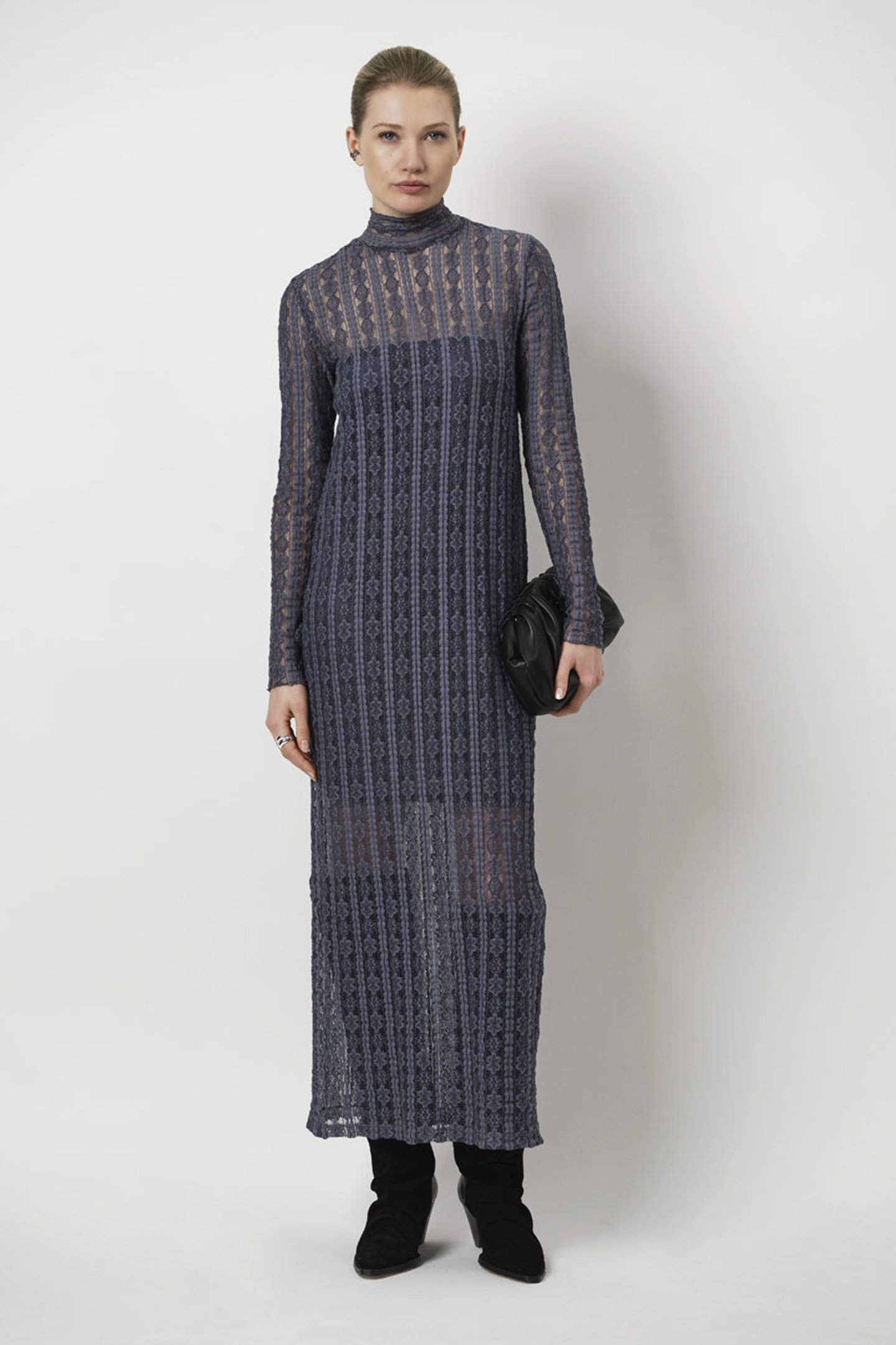 UNIQUE LACE MAXI DRESS ASH BLUE 1