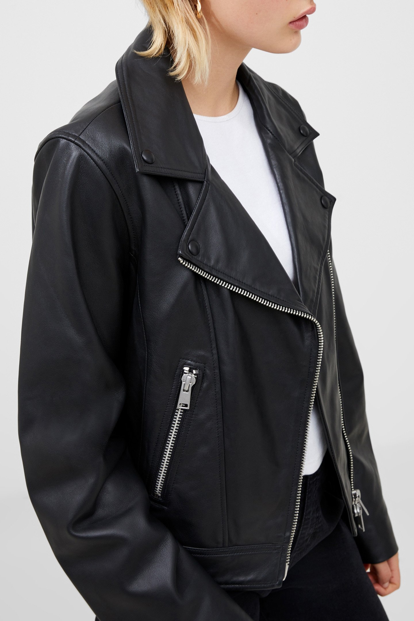 CONNIE LEATHER L/S BIKER JKT BLACK 4