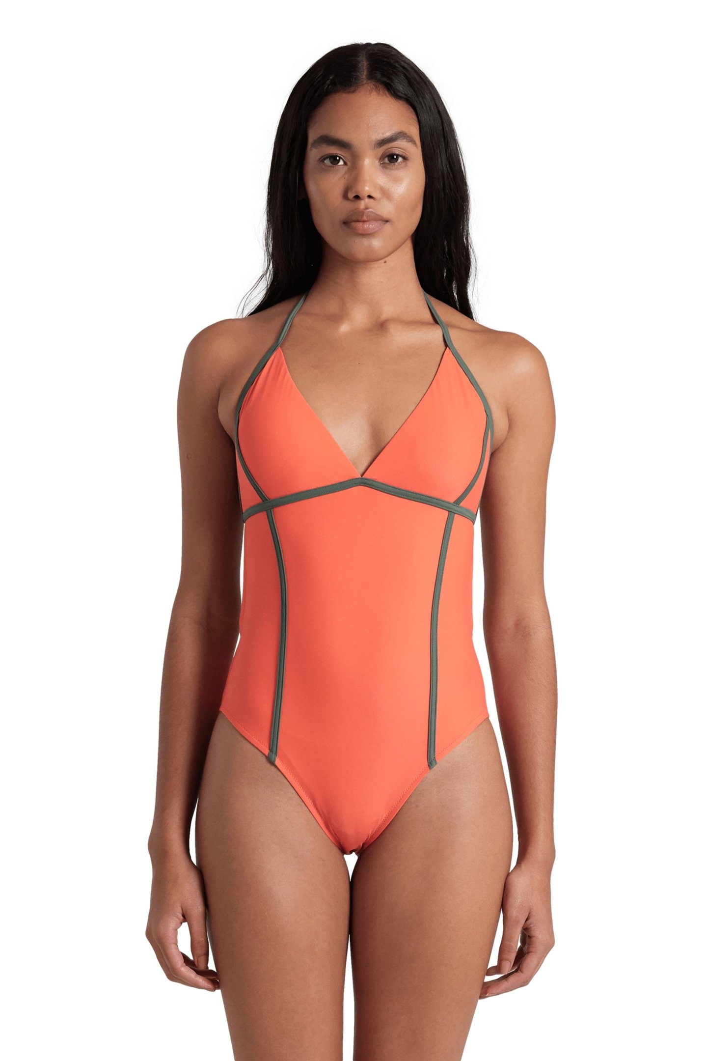 WOMEN'S ARENA PRO_FILE SWIMSUIT TIE BACK CALYPSO CORAL-SAGE 1