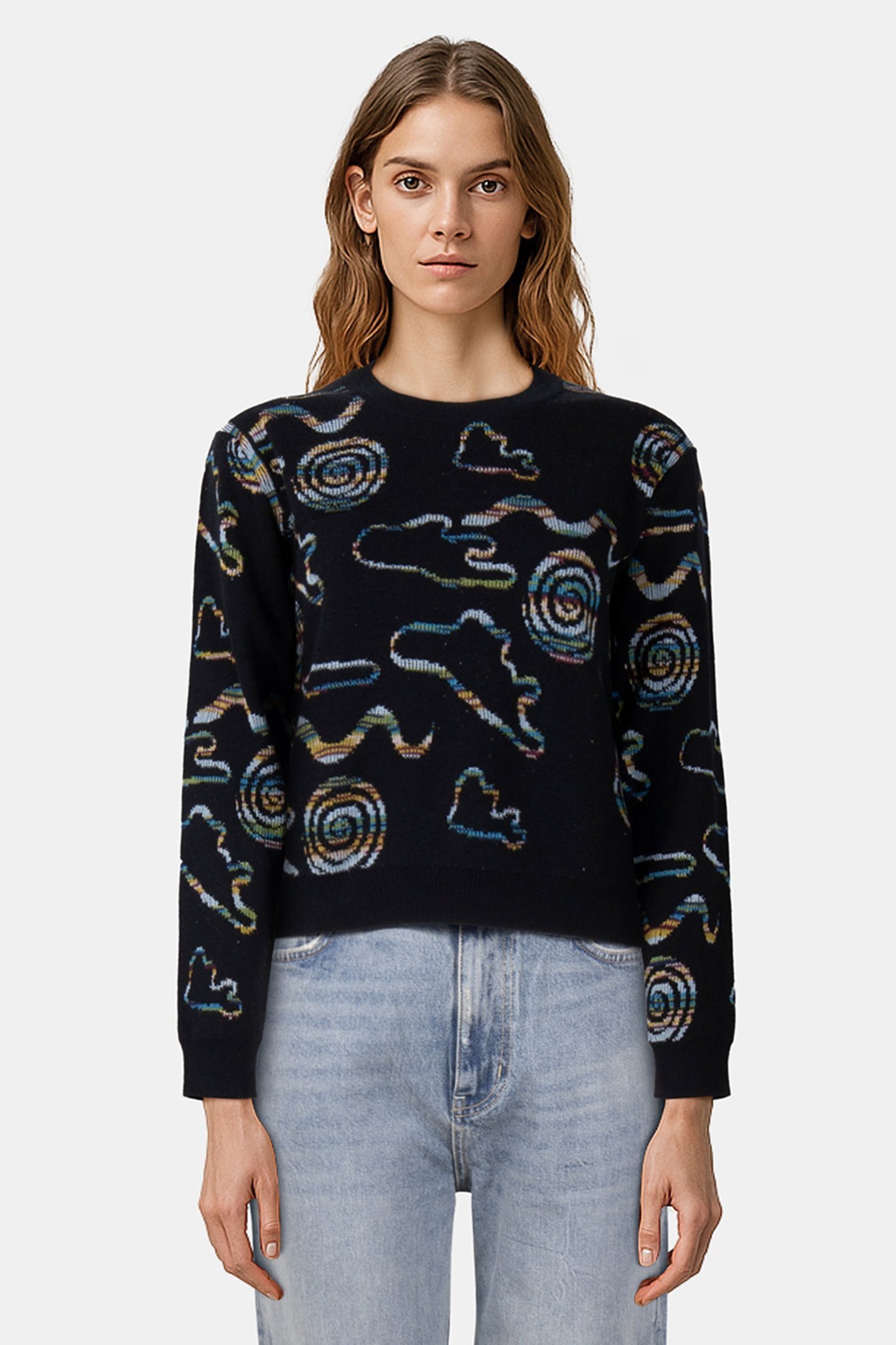 KNITTED SWEATER CREW NECK BLACK 1