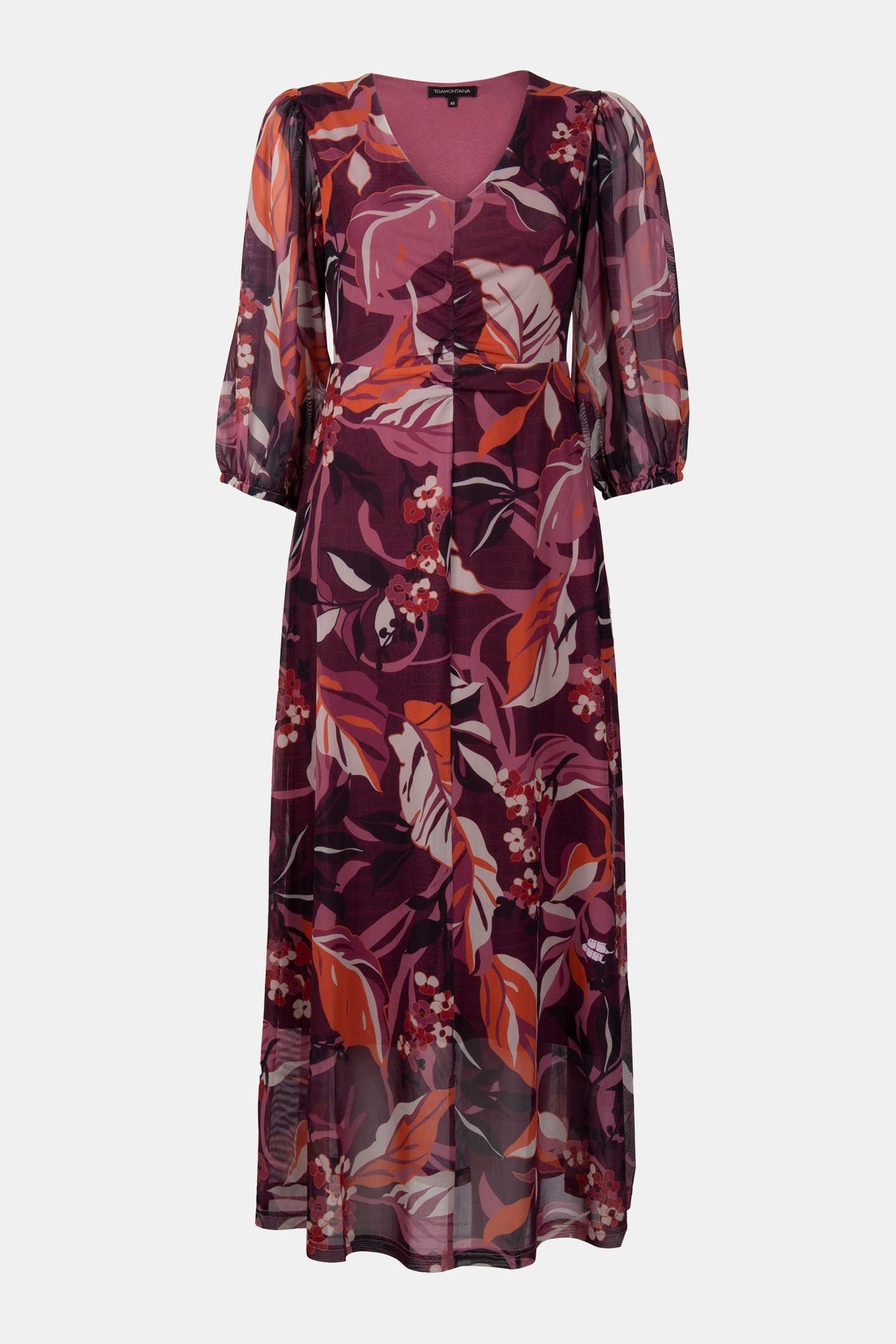 DRESS MESH LEAVES PRINT PURPLES 3