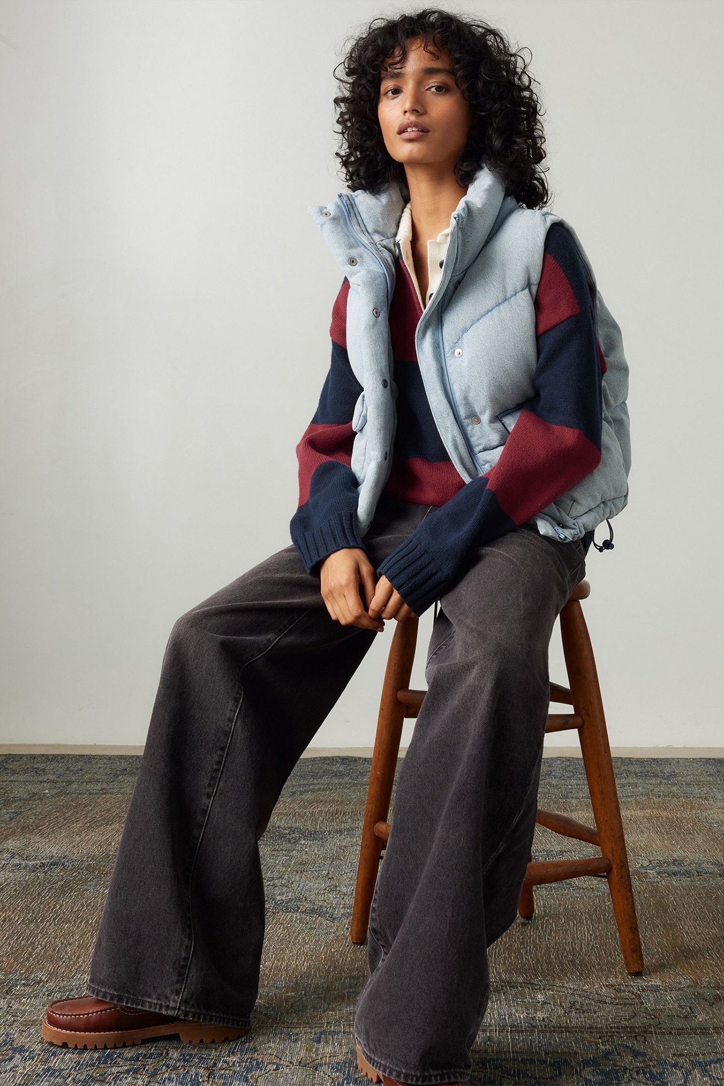 WESTERN BUBBLE PUFFER VEST IN BLUE 4