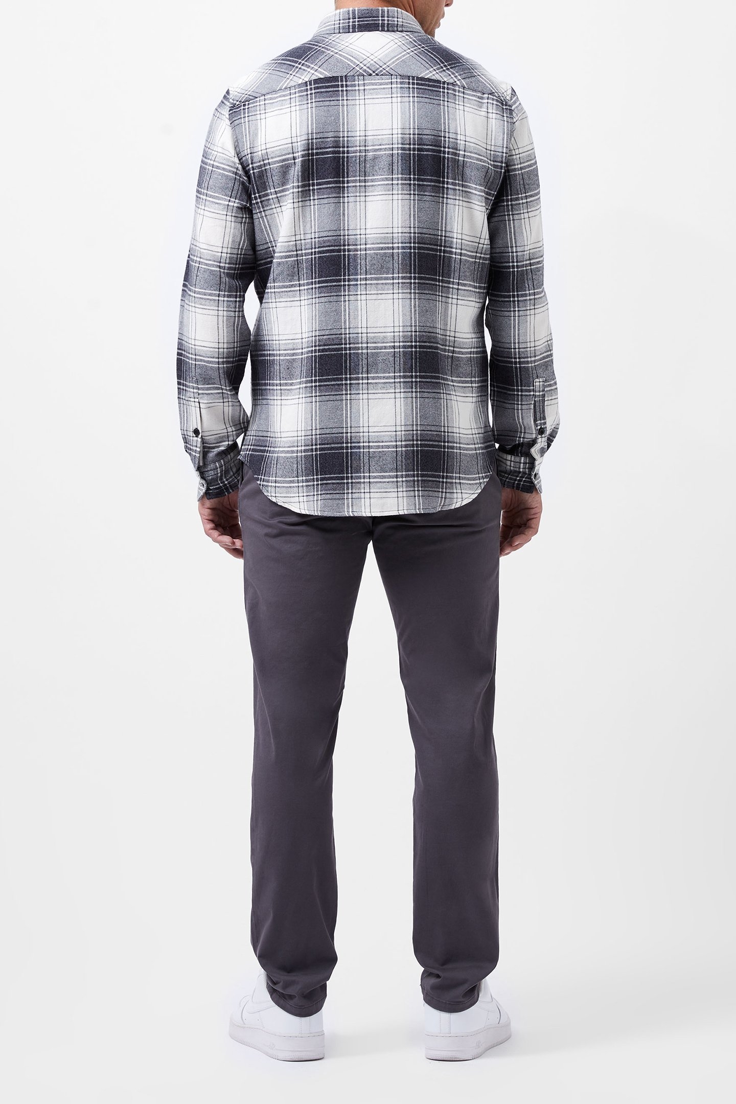 GARMENT WASH FLANNEL SHIRT BLACK CHECK 3