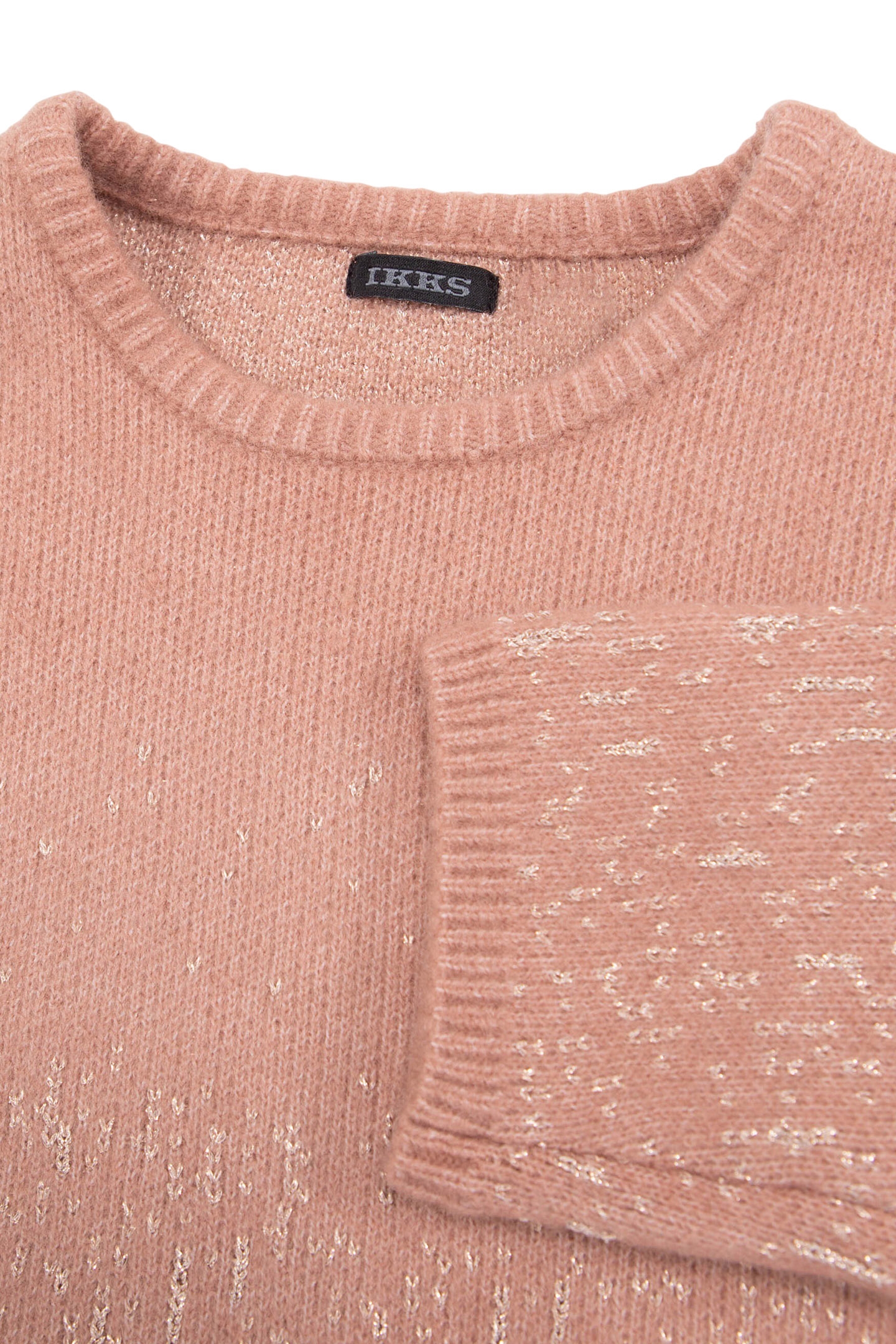 GIRL'S PINK JACQUARD LUREX SWEATER DRESS 6