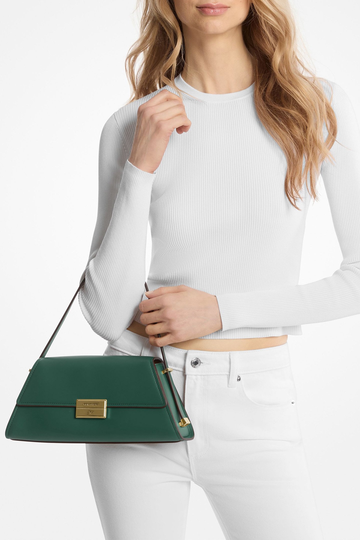 SMALL LEATHER SHOULDER BAG IN GREEN 2