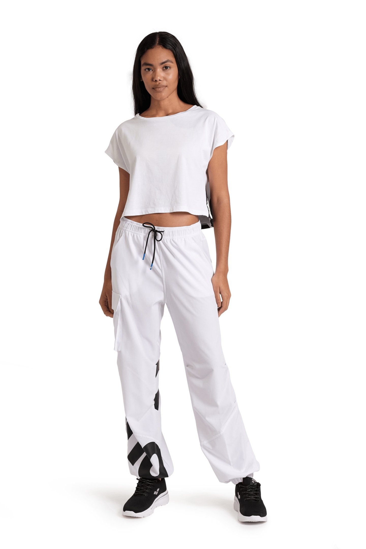 WOMEN'S ARENA LOGO CARGO PANT WHITE-BLACK 3