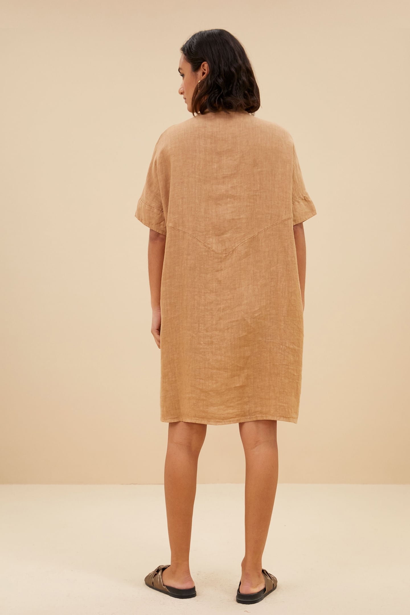 TAIS LINEN DRESS CARAMELLO 3