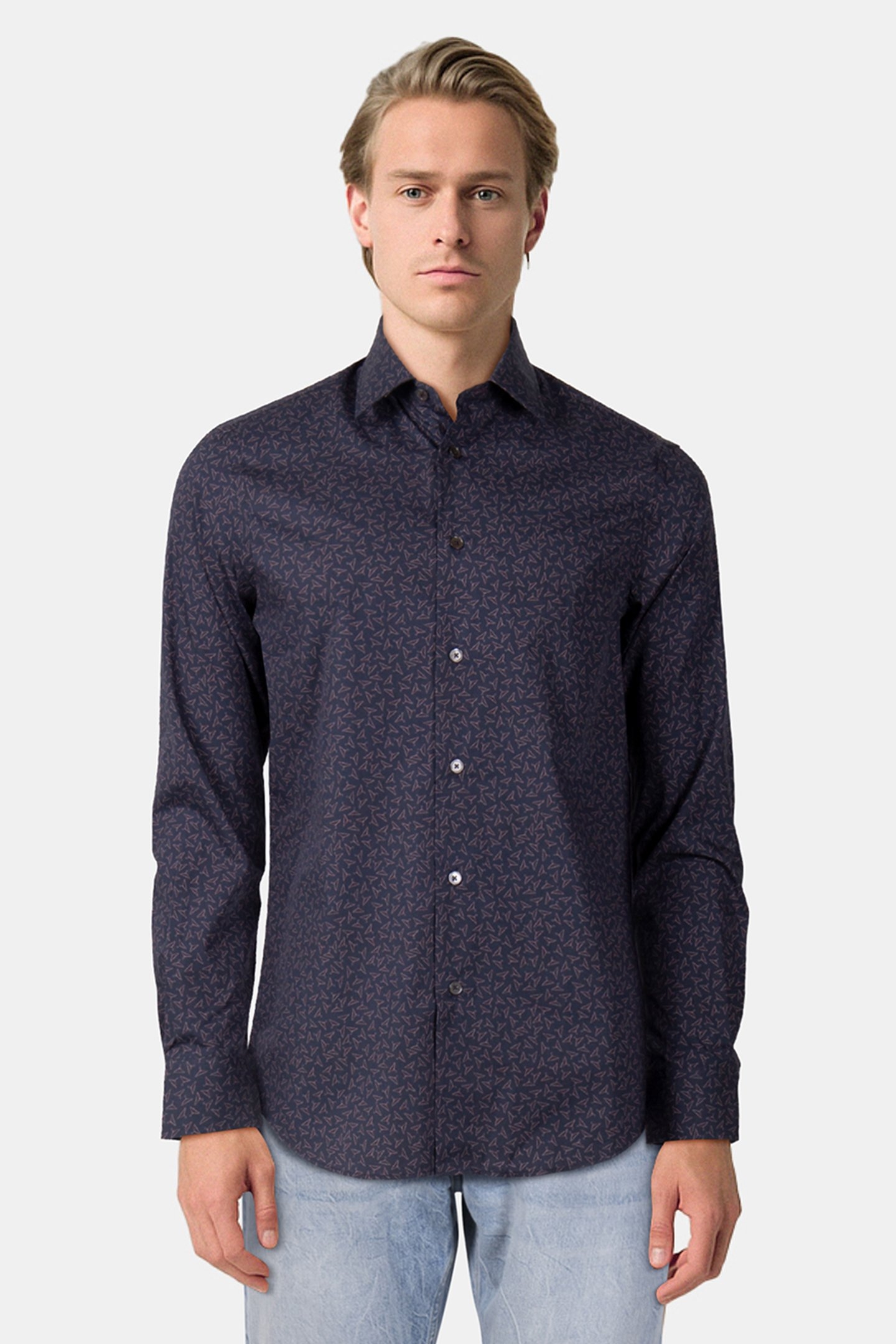 S/C TAILORED FIT SHIRT NAVY 1