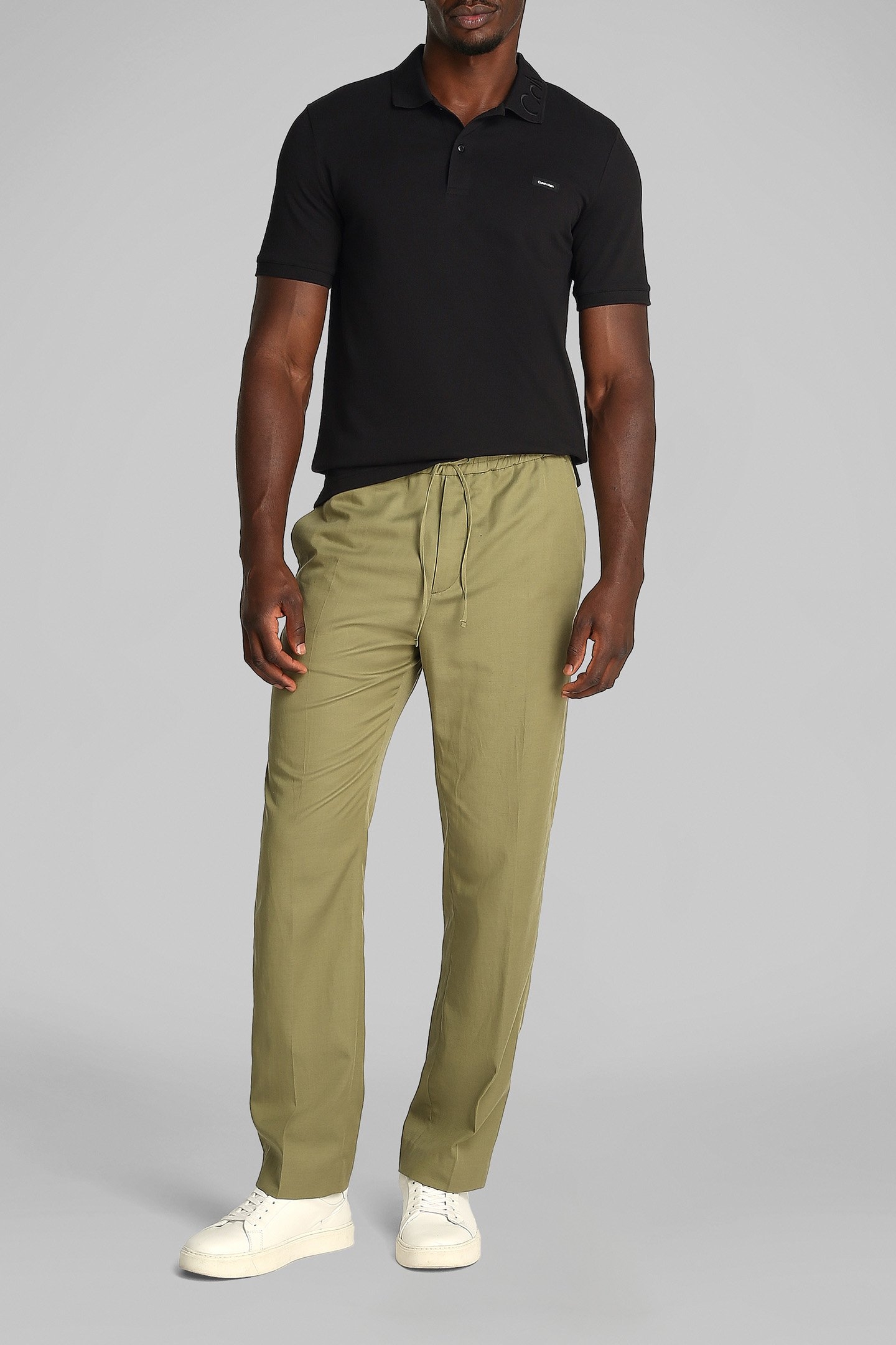 STRETCH PIQUE LOGO CK SLIM FIT POLO, BLACK 2