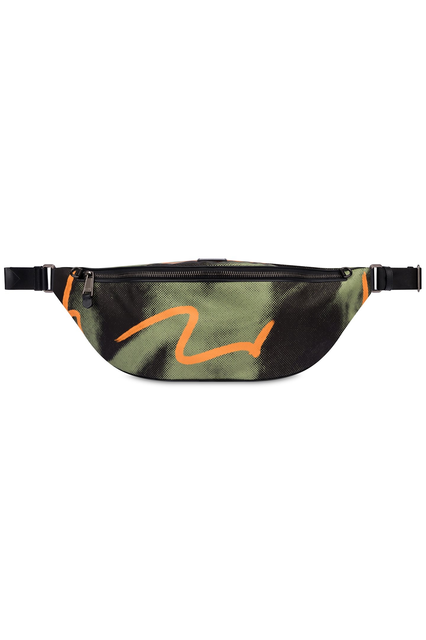 LARGE NYLON WAIST BAG SHADOWS & SQUIGGLES GREEN 1