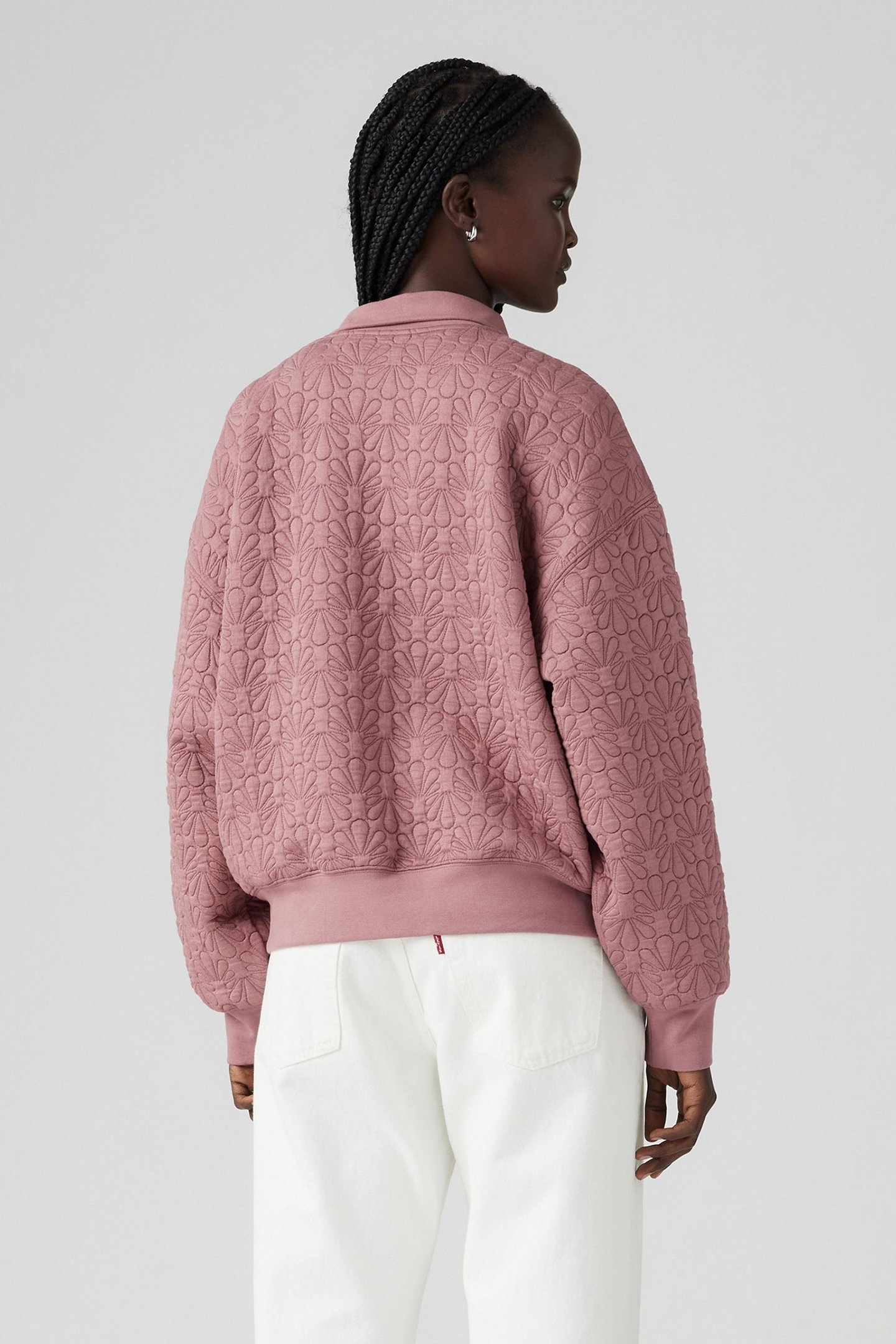 NAVARRO QUILTED 1/4 ZIP ROSE TAUPE FLEECE 2