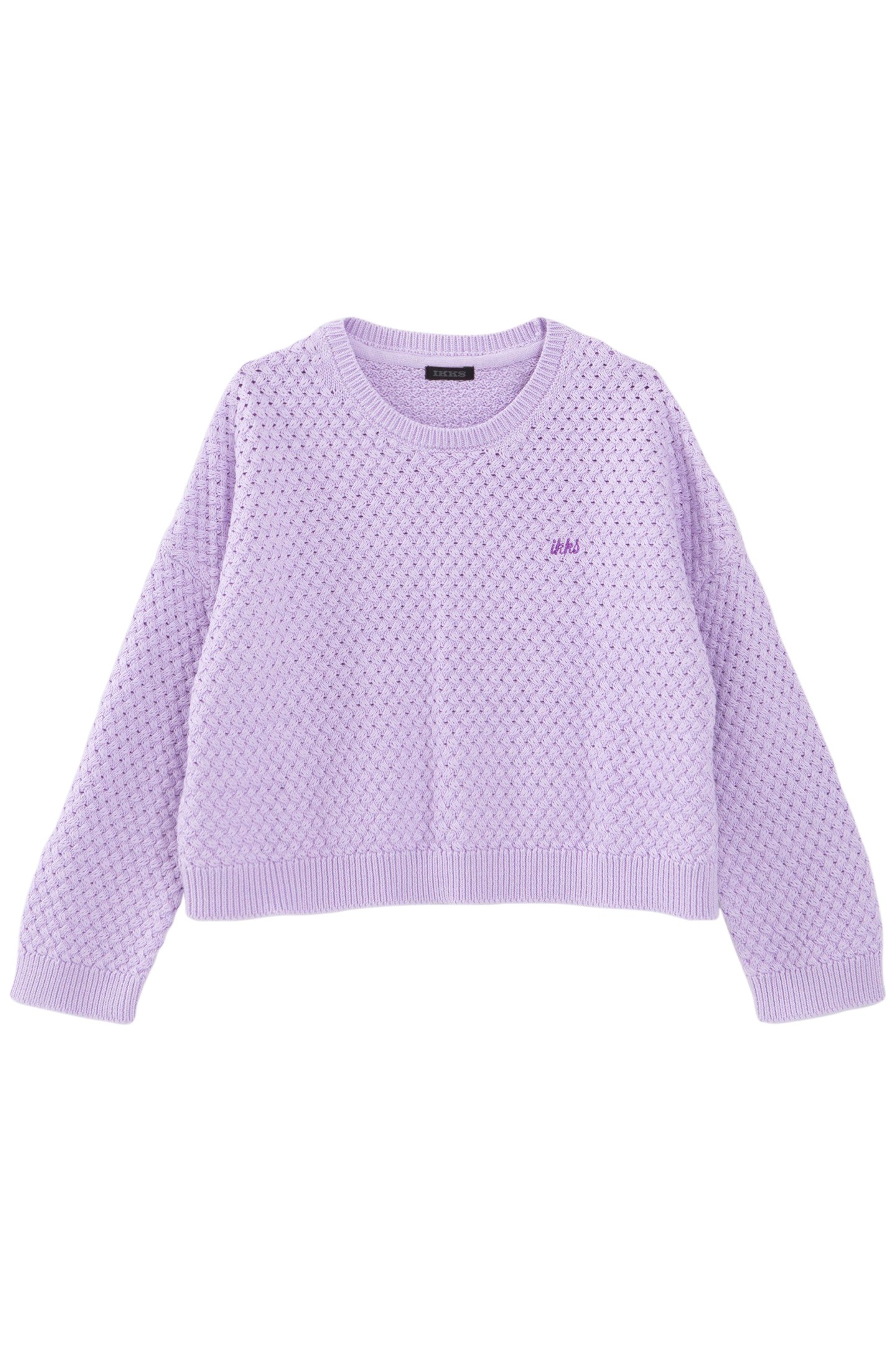 GIRLS' LILAC CROSS STITCH KNIT SWEATER 1