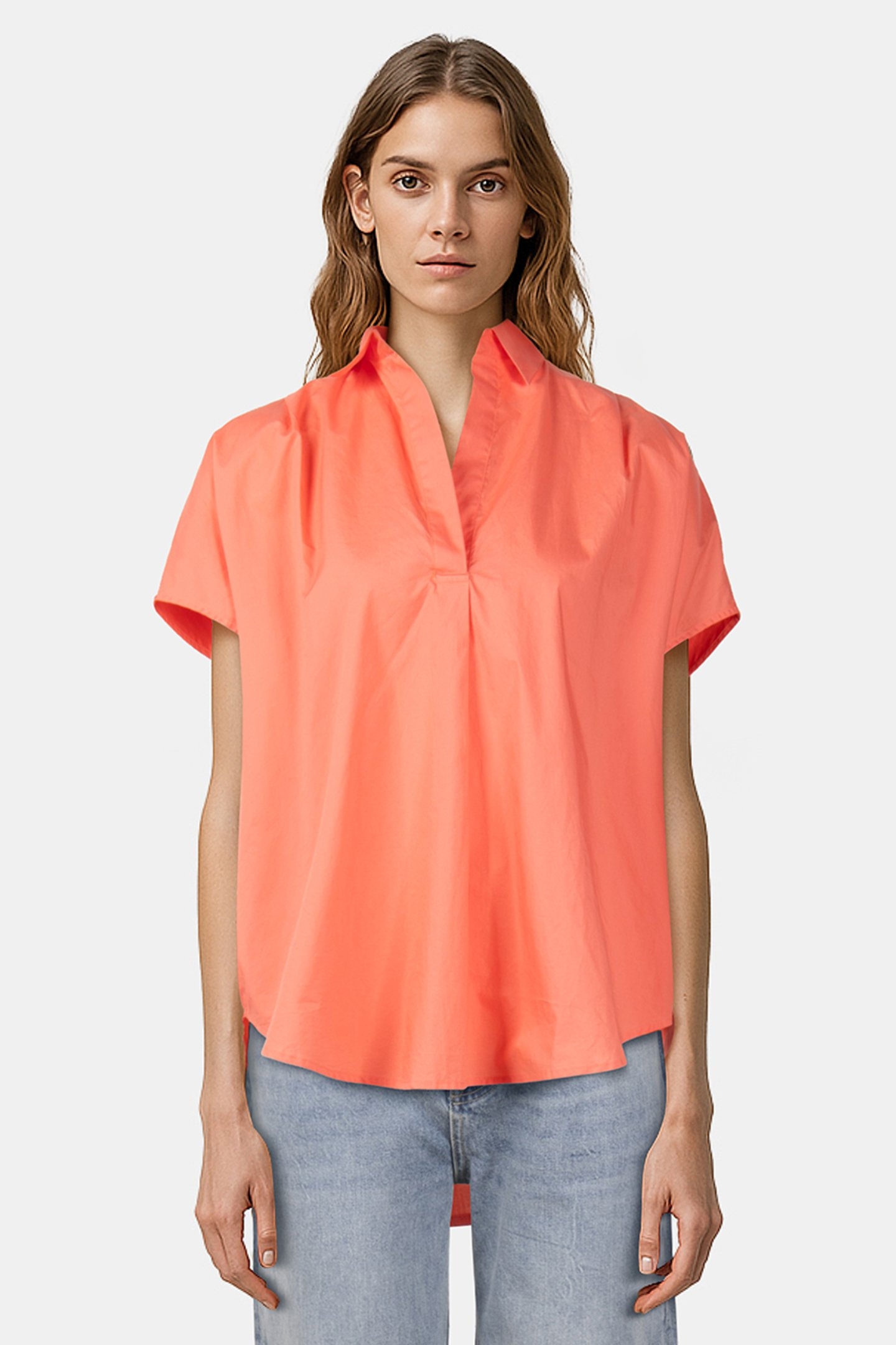 CELE RHODES POPLIN SLVLSS SHRT CORAL 1