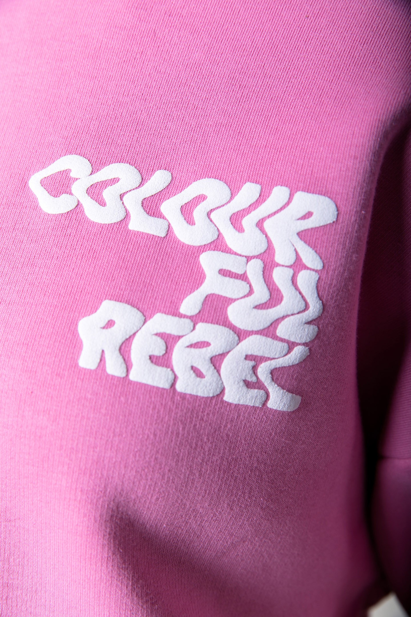 LOGO PUFF CROPPED RAW EDGE HOODIE MEDIUM PINK 4