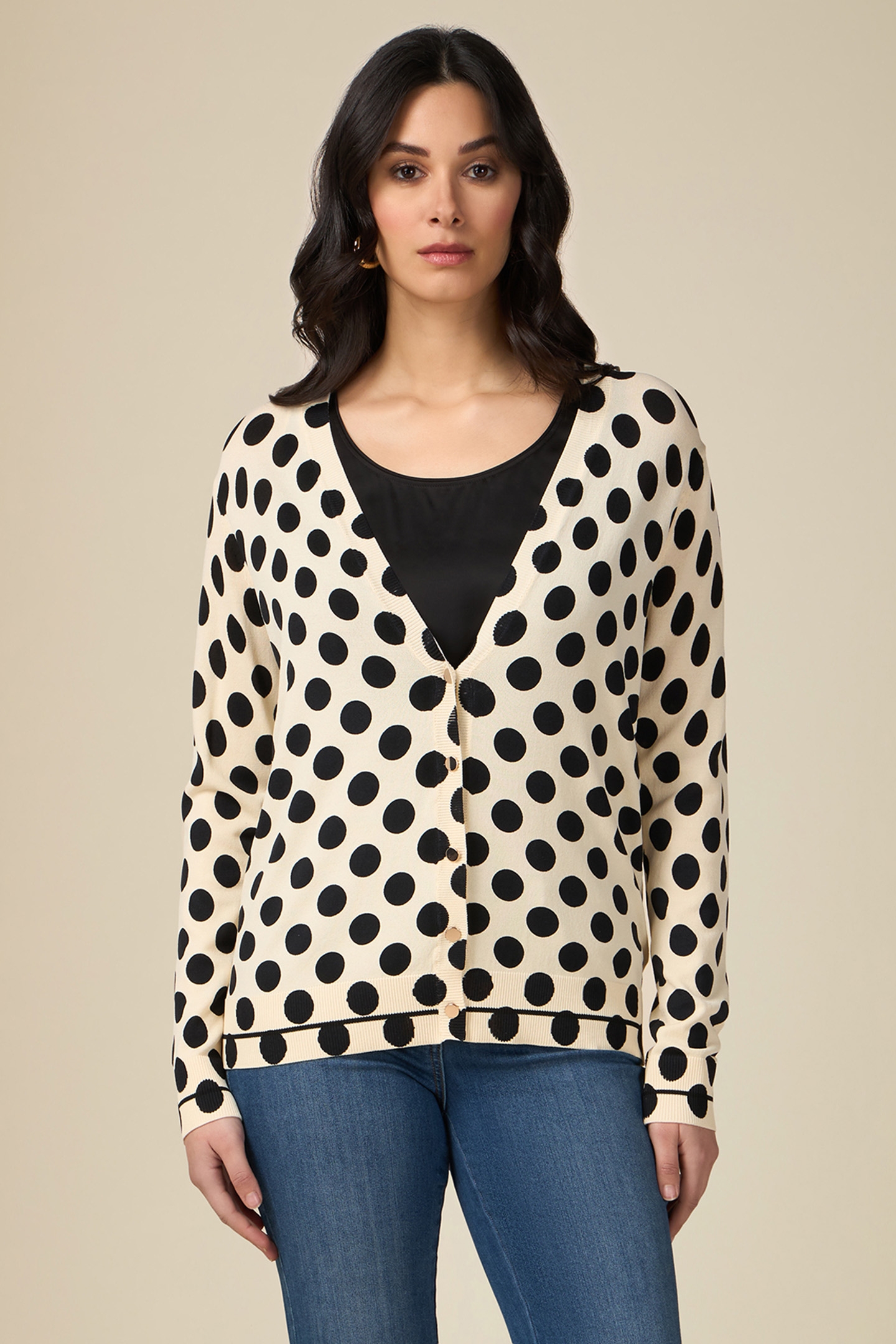 POLKA DOT PRINT CARDIGAN WHITE 1