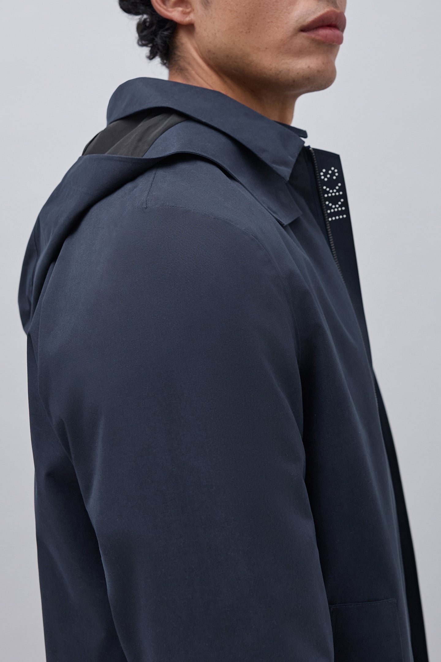 NAVY TRENCH COAT WITH DETACHABLE HOOD 5