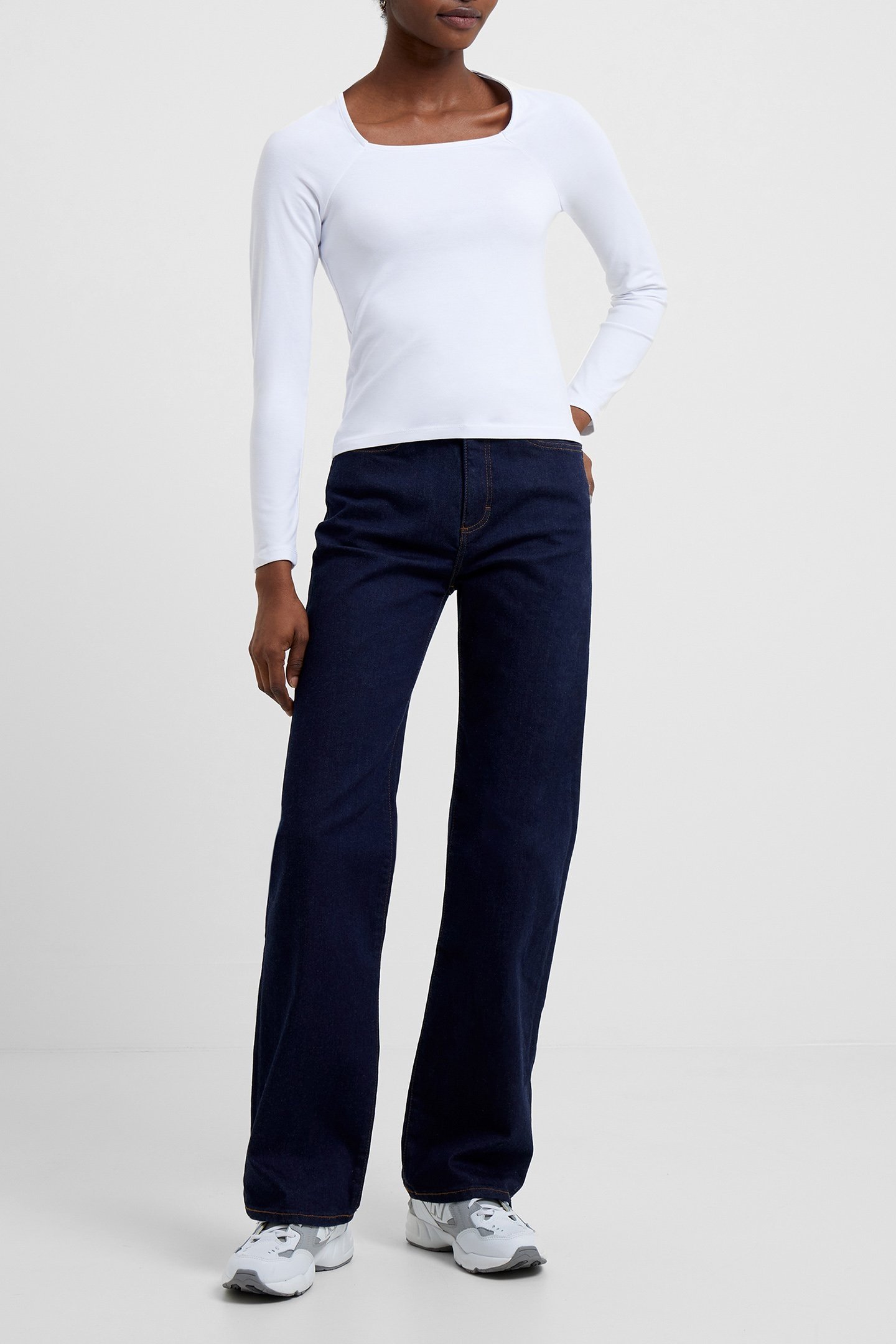 RALLIE COT ELAS LS SQ NK TEE LINEN WHITE 3